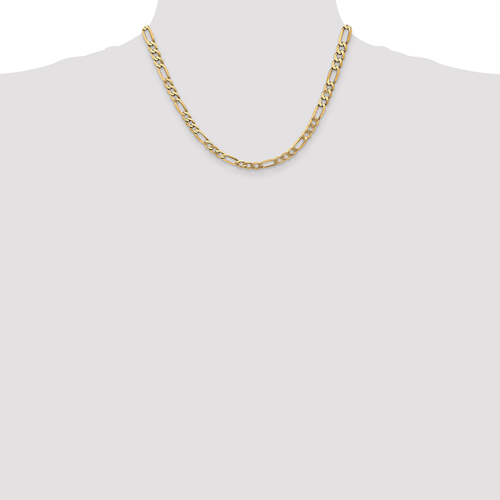 10K None 5.25mm Figaro Chain Necklace - view 4