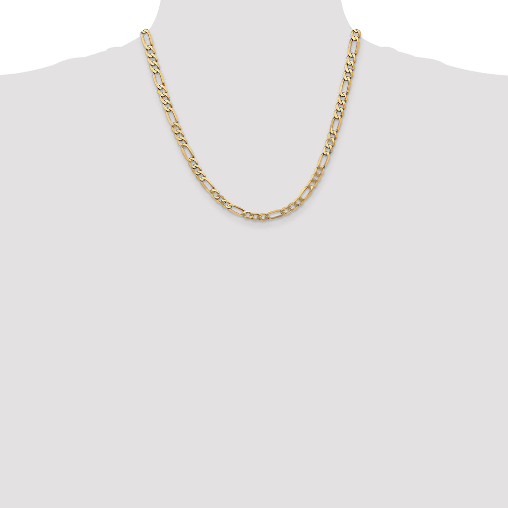 10K None 5.25mm Figaro Chain Necklace - view 4