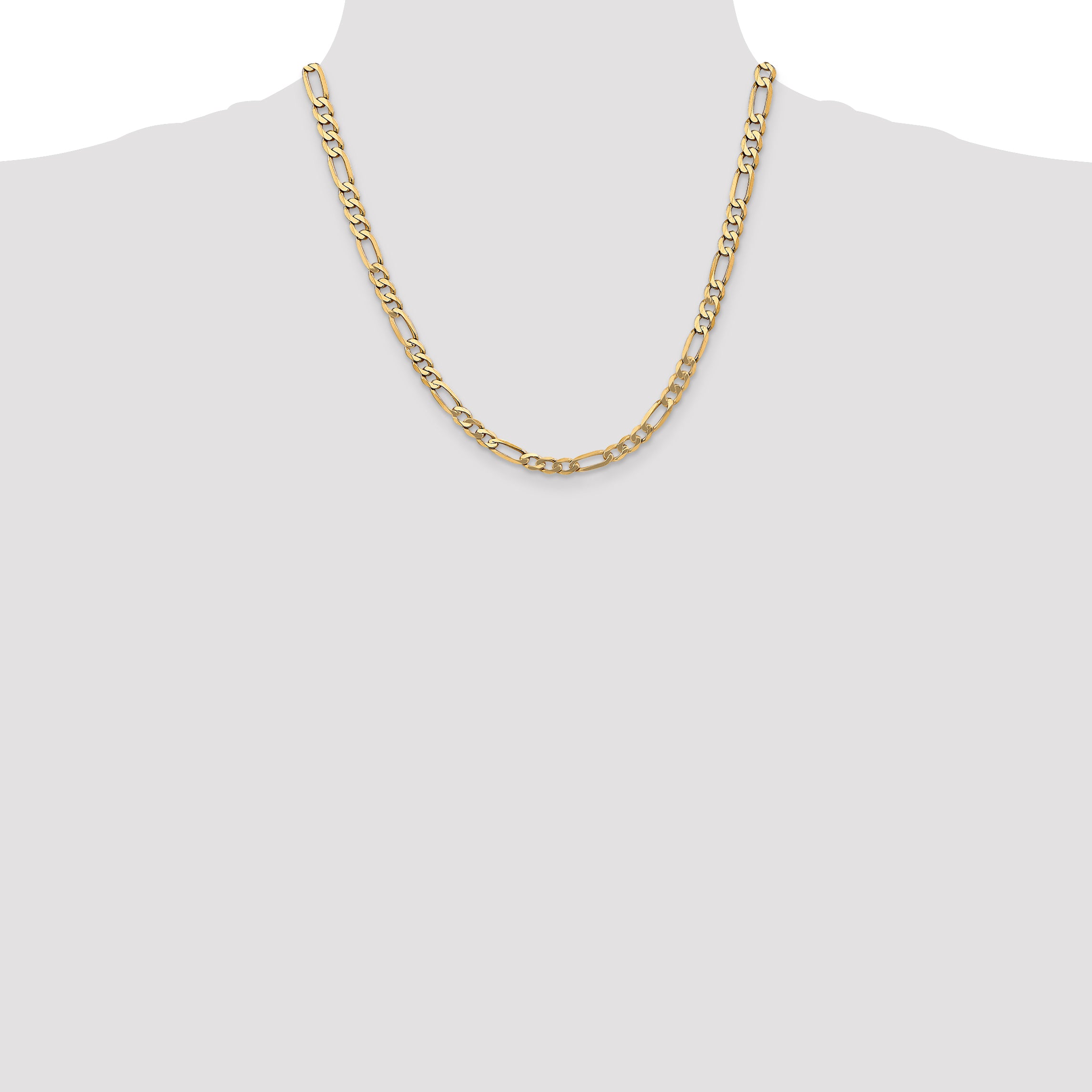 10K None 5.25mm Figaro Chain Necklace - view 4