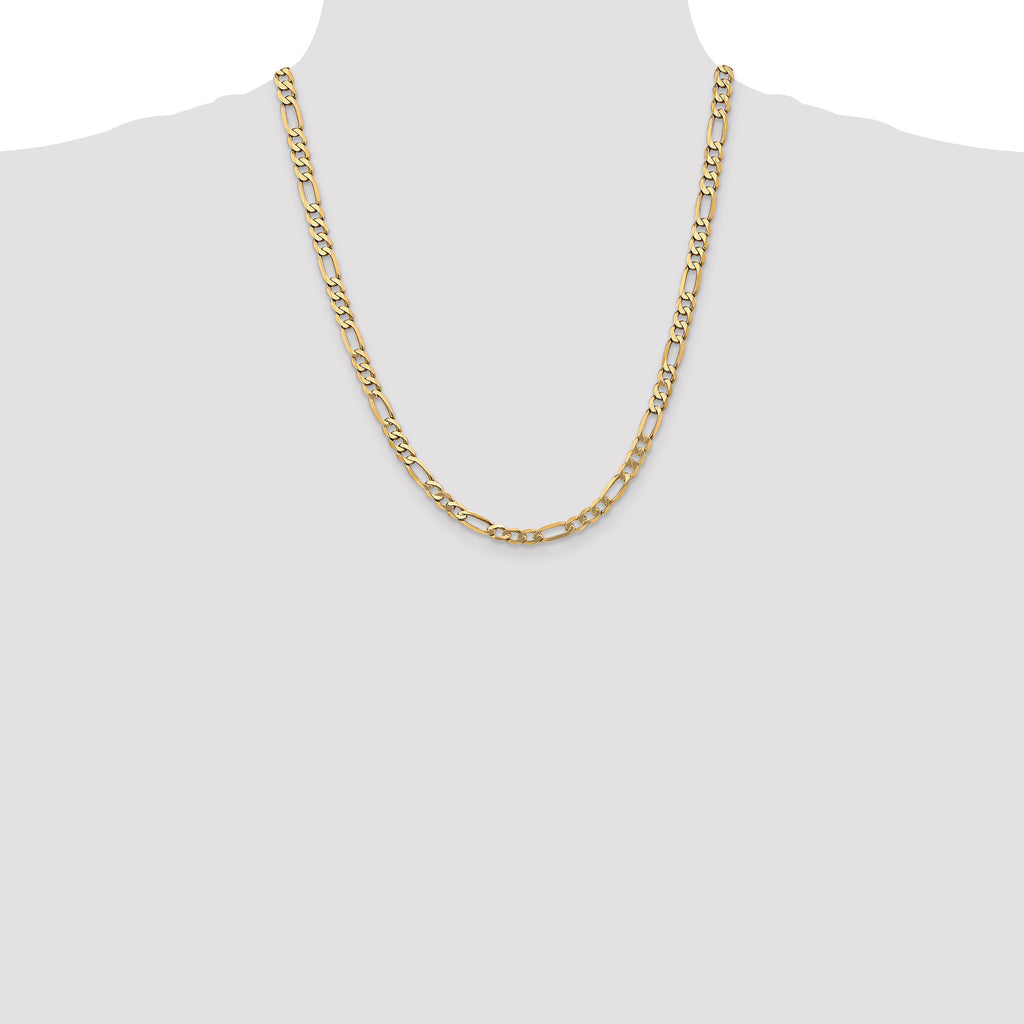 10K None 5.25mm Figaro Chain Necklace - view 4