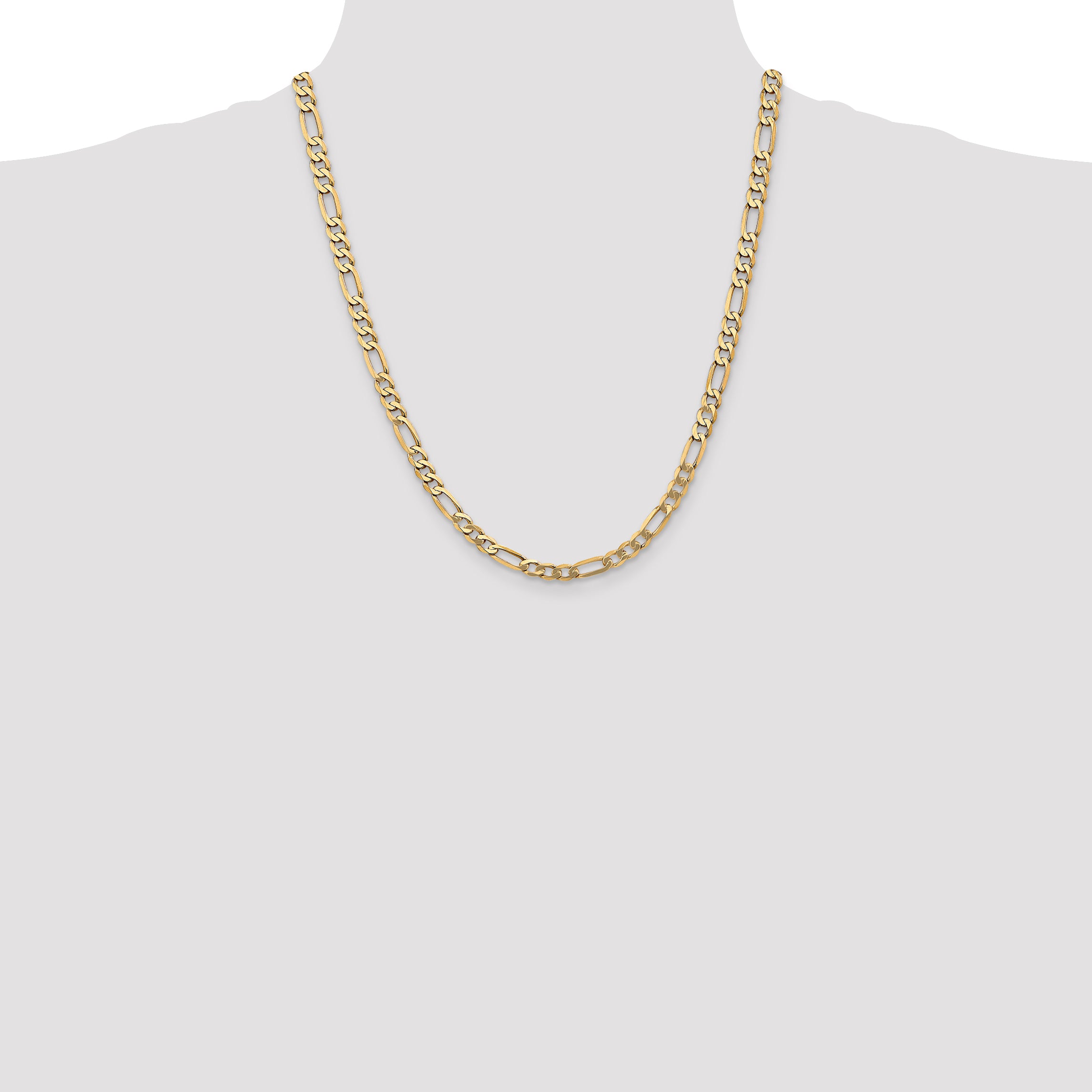 10K None 5.25mm Figaro Chain Necklace - view 4