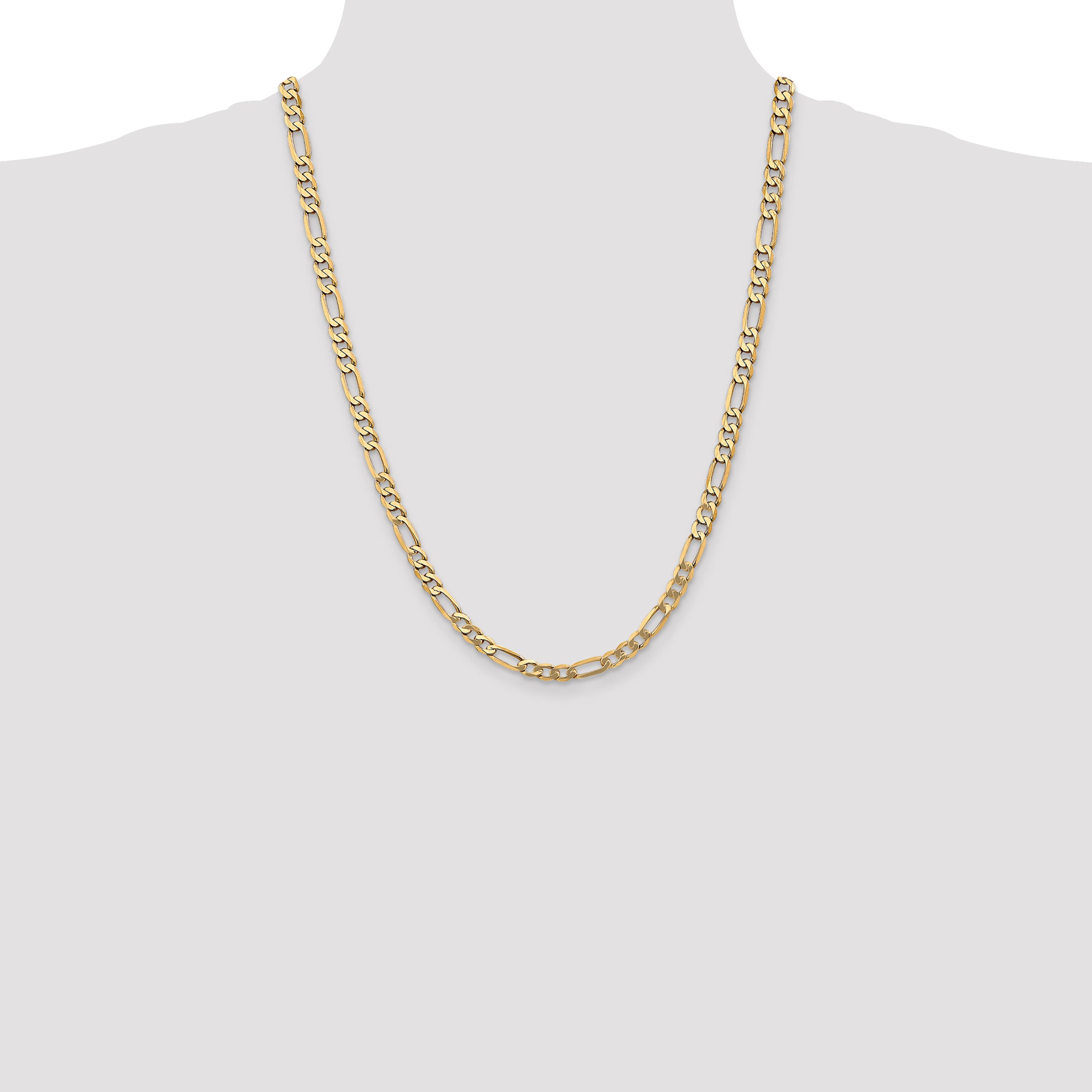 10K None 5.25mm Figaro Chain Necklace - view 4