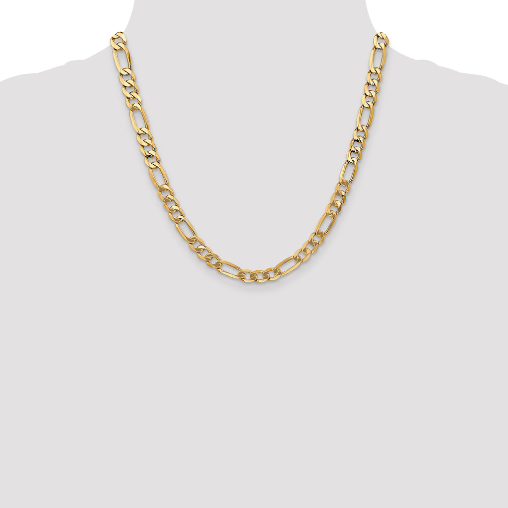 10K Yellow Gold 7.0mm Figaro Chain, 8–30 Inch - Sophia Jewelers