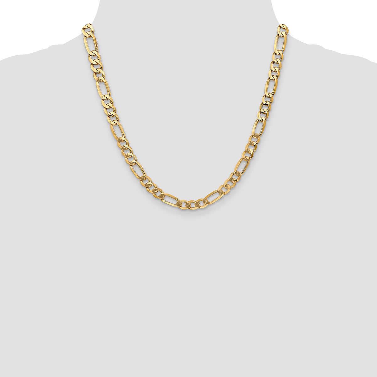 10K Yellow Gold 7.0mm Figaro Chain, 8–30 Inch - Sophia Jewelers
