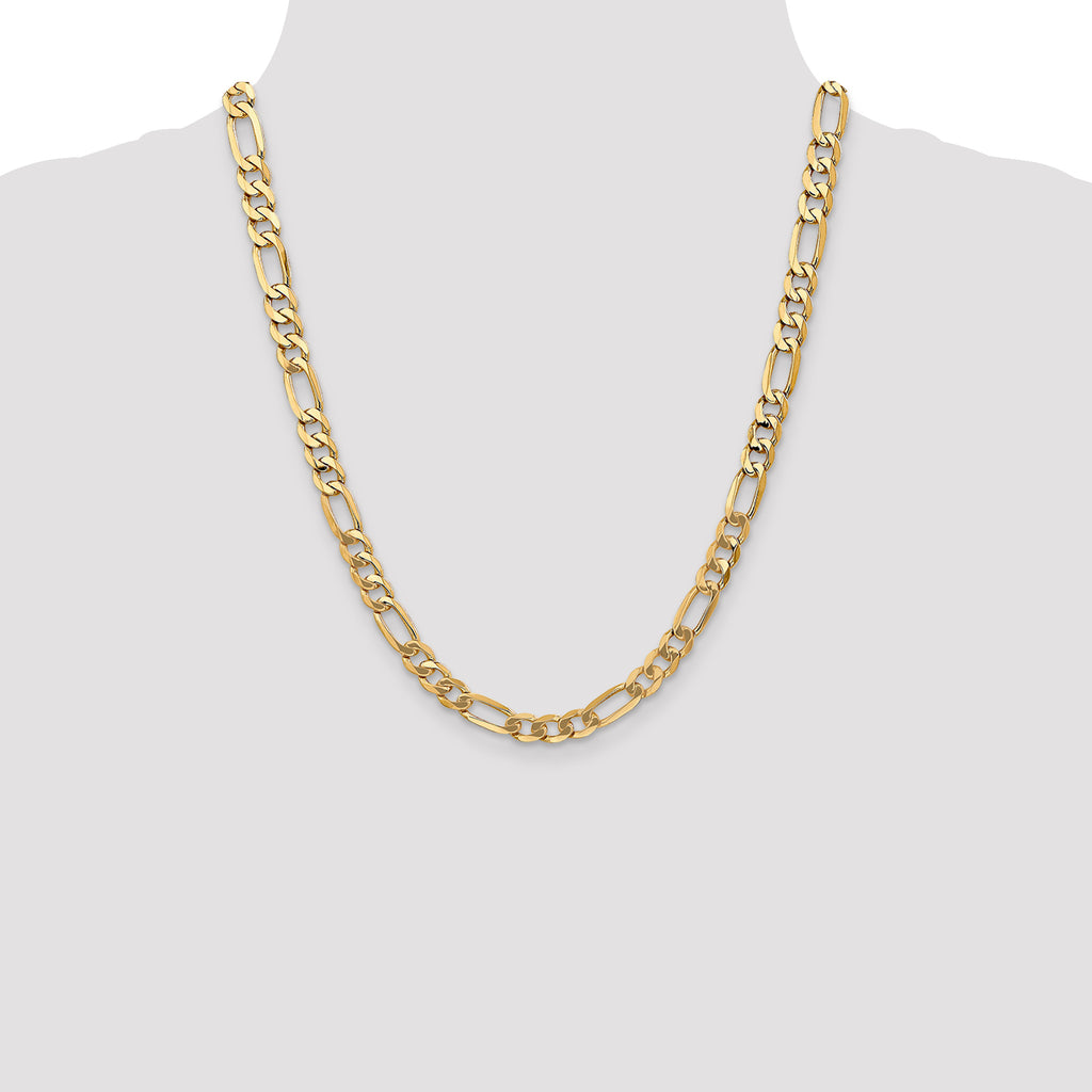 10K Yellow Gold 7.0mm Figaro Chain, 8–30 Inch - Sophia Jewelers