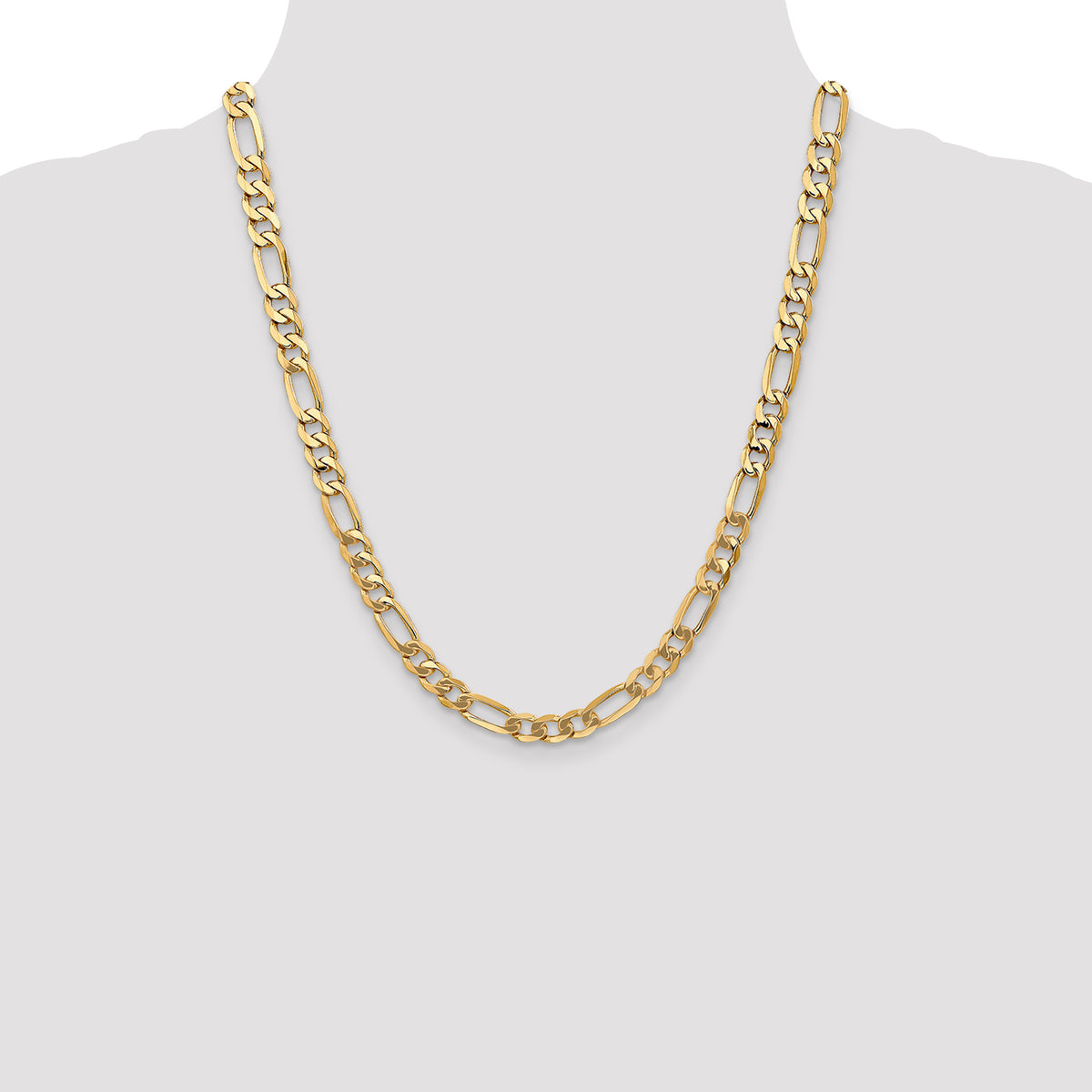 10K Yellow Gold 7.0mm Figaro Chain, 8–30 Inch - Sophia Jewelers