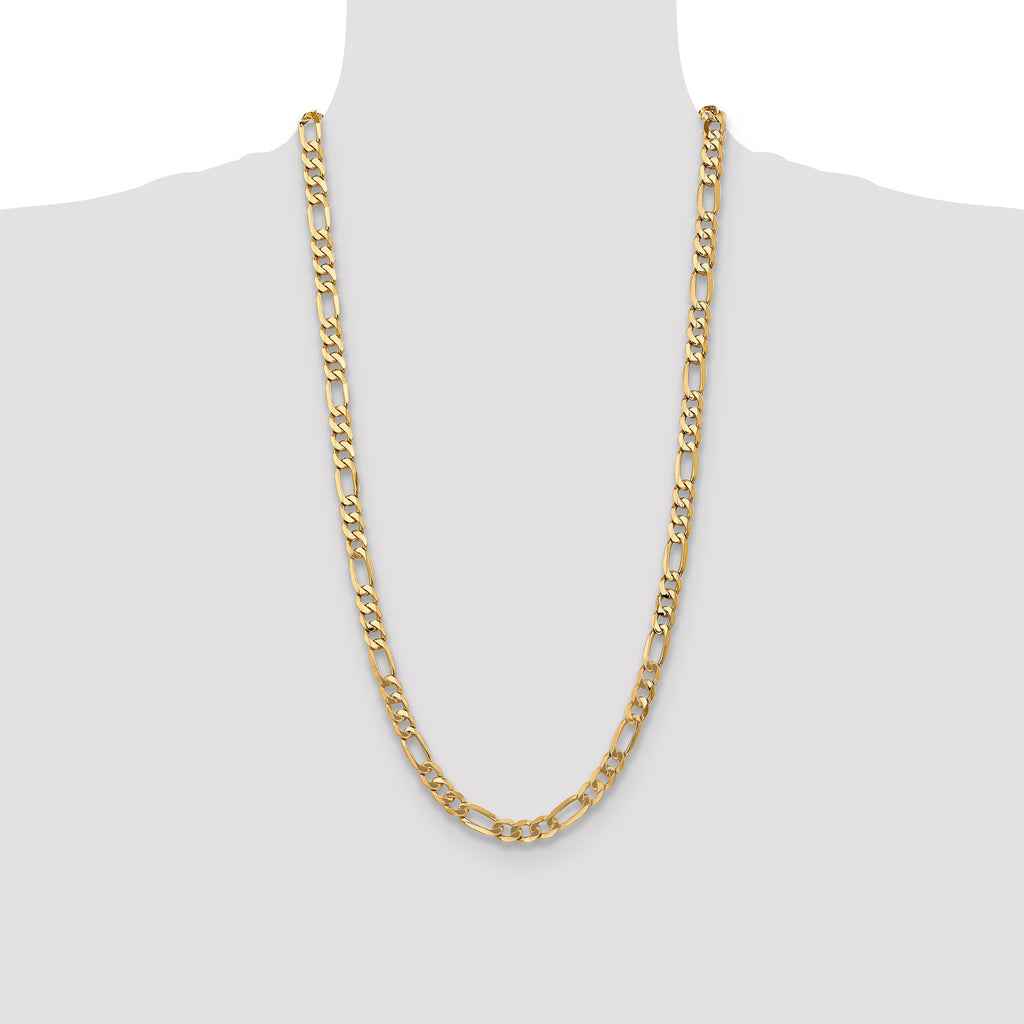 10K Yellow Gold 7.0mm Figaro Chain, 8–30 Inch - Sophia Jewelers