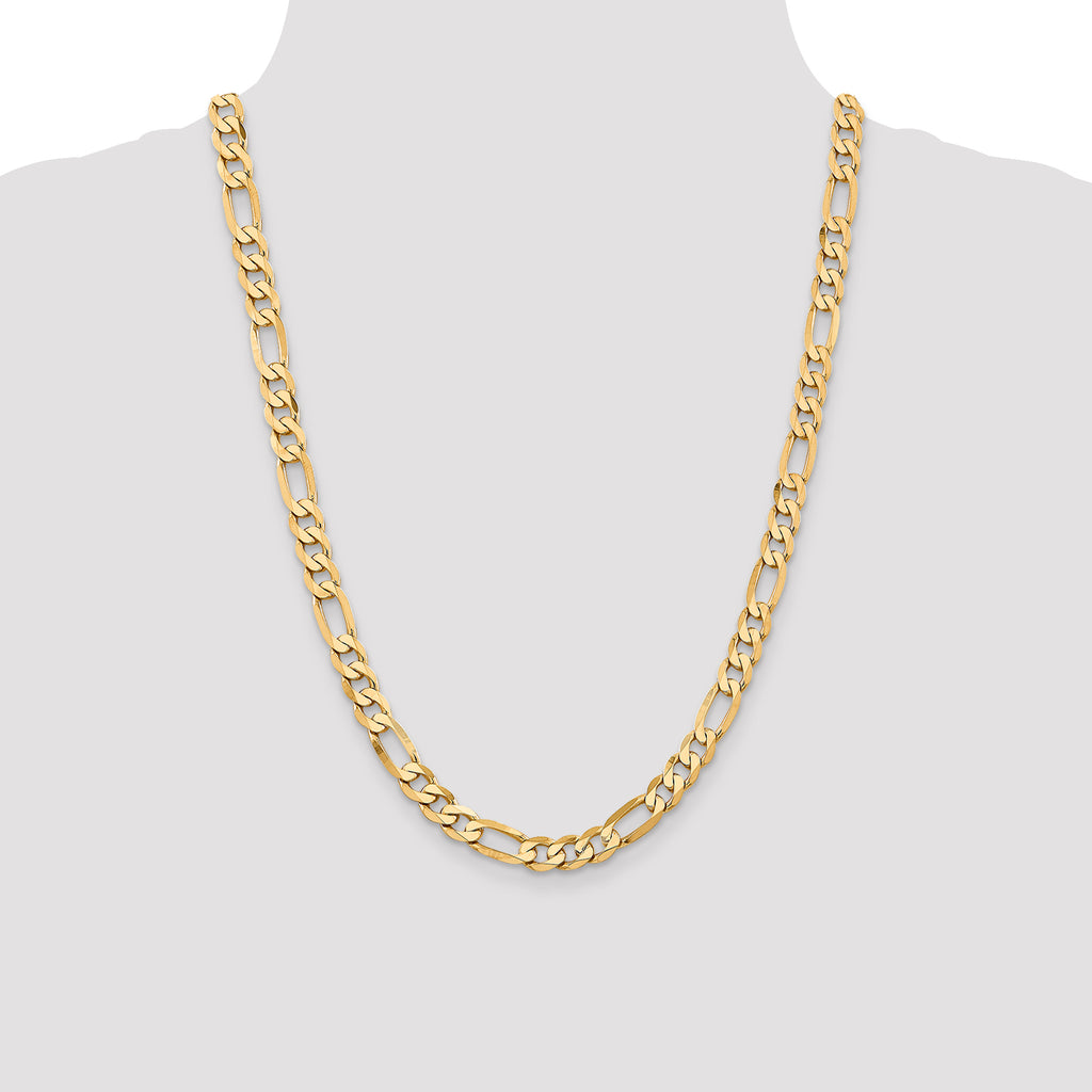 10K 7.5mm Flat Figaro Chain