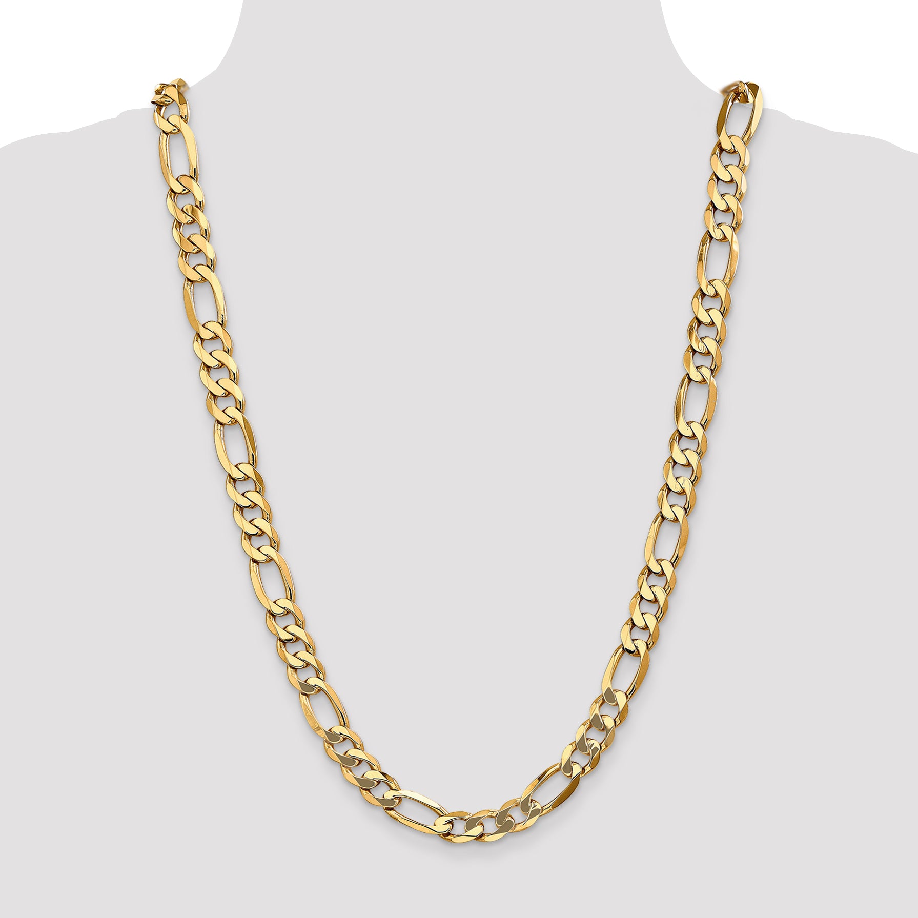 10K 10mm Flat Figaro Chain