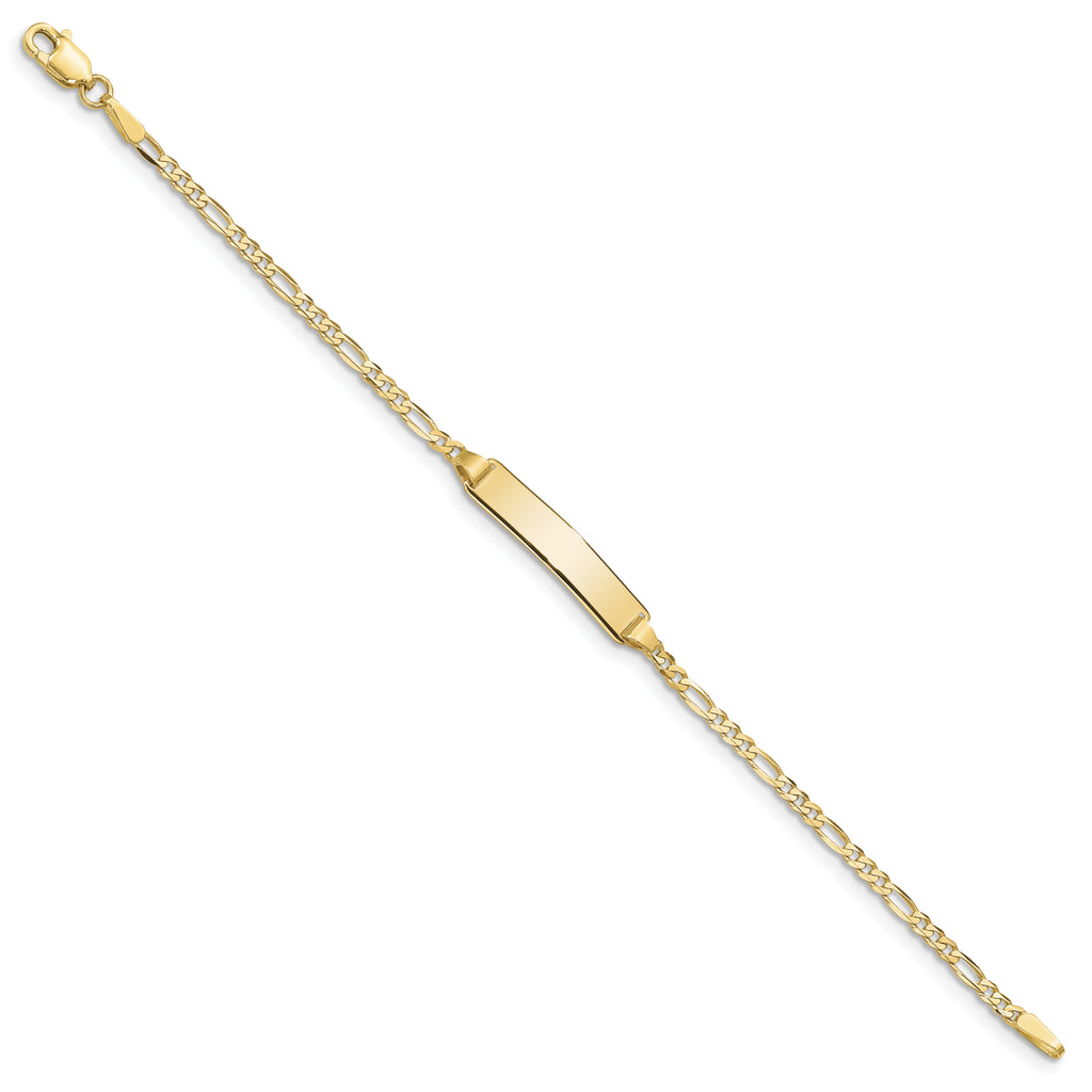 10K Solid Chain/Solid Plate Figaro Link 19.5x4mm Plate 5.5 inch Baby/Child ID Bracelet - view 2