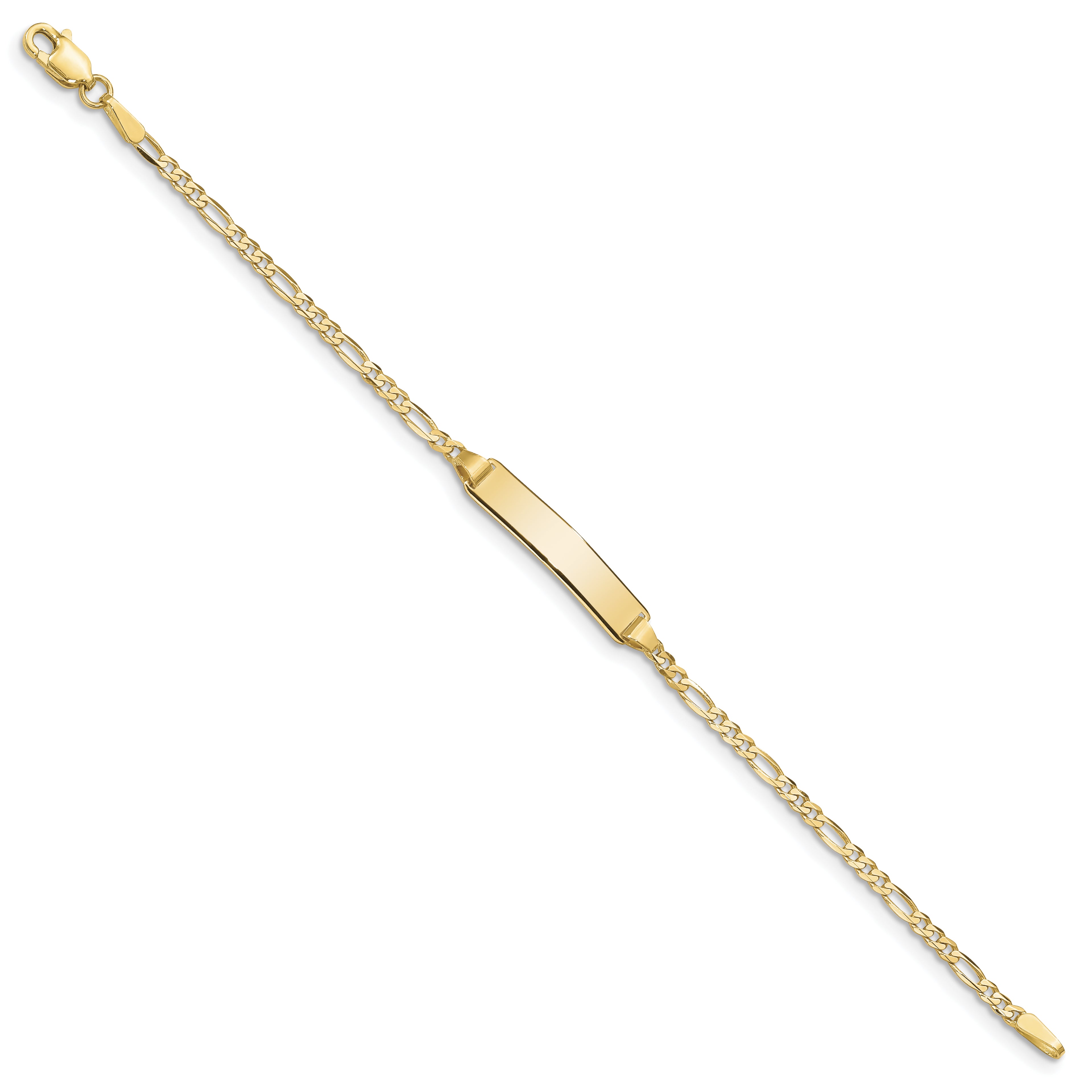 10K Solid Chain/Solid Plate Figaro Link 19.5x4mm Plate 5.5 inch Baby/Child ID Bracelet - view 2