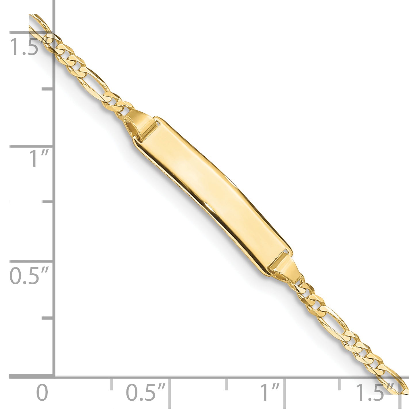 10K Solid Chain/Solid Plate Figaro Link 19.5x4mm Plate 5.5 inch Baby/Child ID Bracelet - view 3