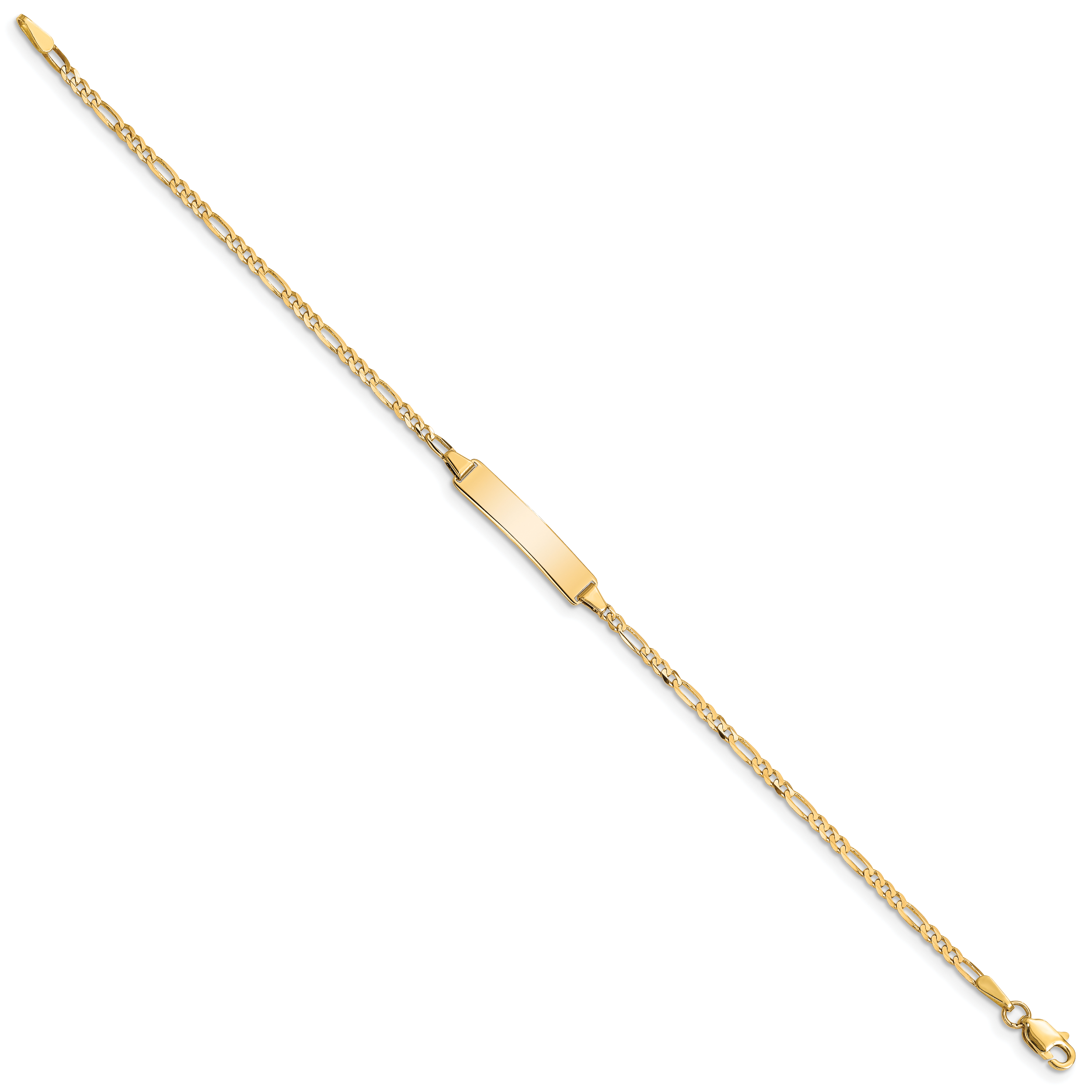10K Solid Chain/Solid Plate Figaro Link 19.5x4mm Plate 5.5 inch Baby/Child ID Bracelet - view 2