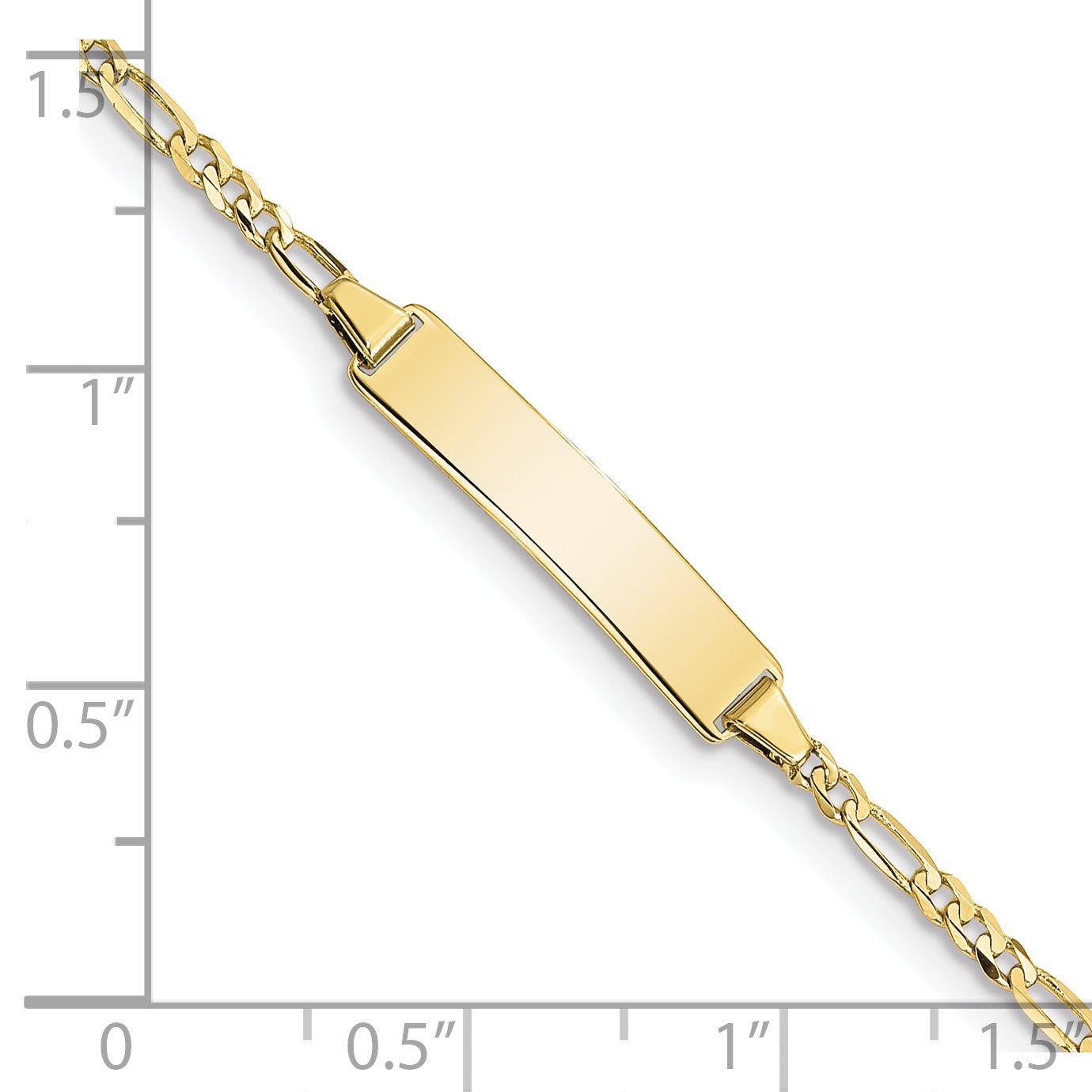10K Solid Chain/Solid Plate Figaro Link 19.5x4mm Plate 5.5 inch Baby/Child ID Bracelet - view 3