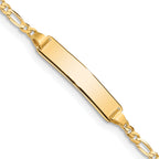 10K Solid Chain/Solid Plate Figaro Link 19.5x4mm Plate 5.5 inch Baby/Child ID Bracelet - 8 in