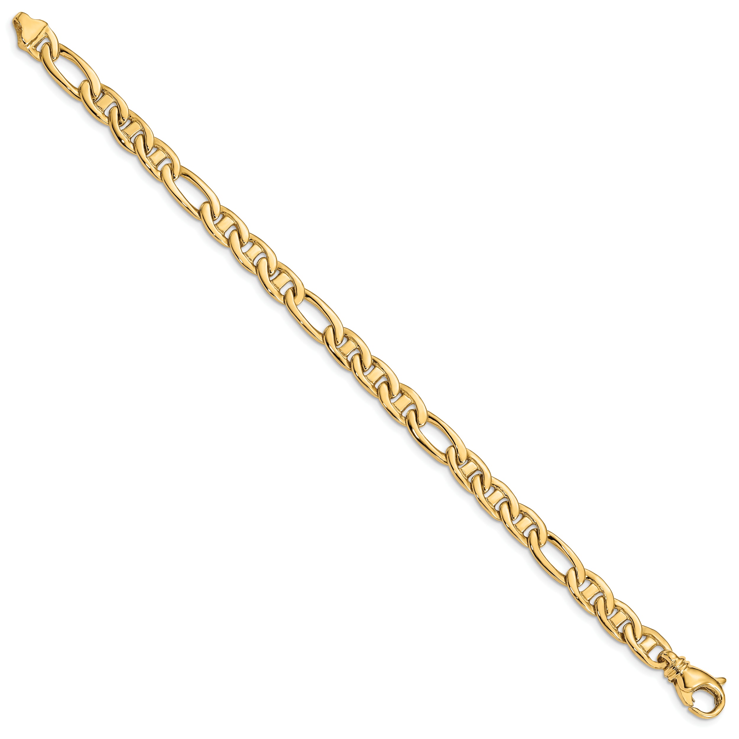 10k 6.5mm Solid Hand-Polished 3 & 1 Flat Anchor Bracelet