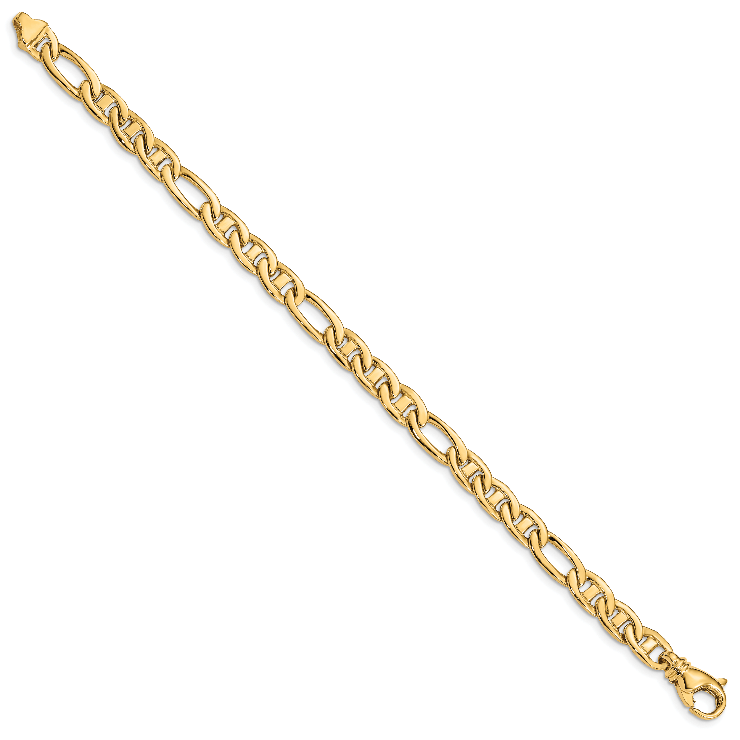 10k 6.5mm Solid Hand-Polished 3 & 1 Flat Anchor Bracelet