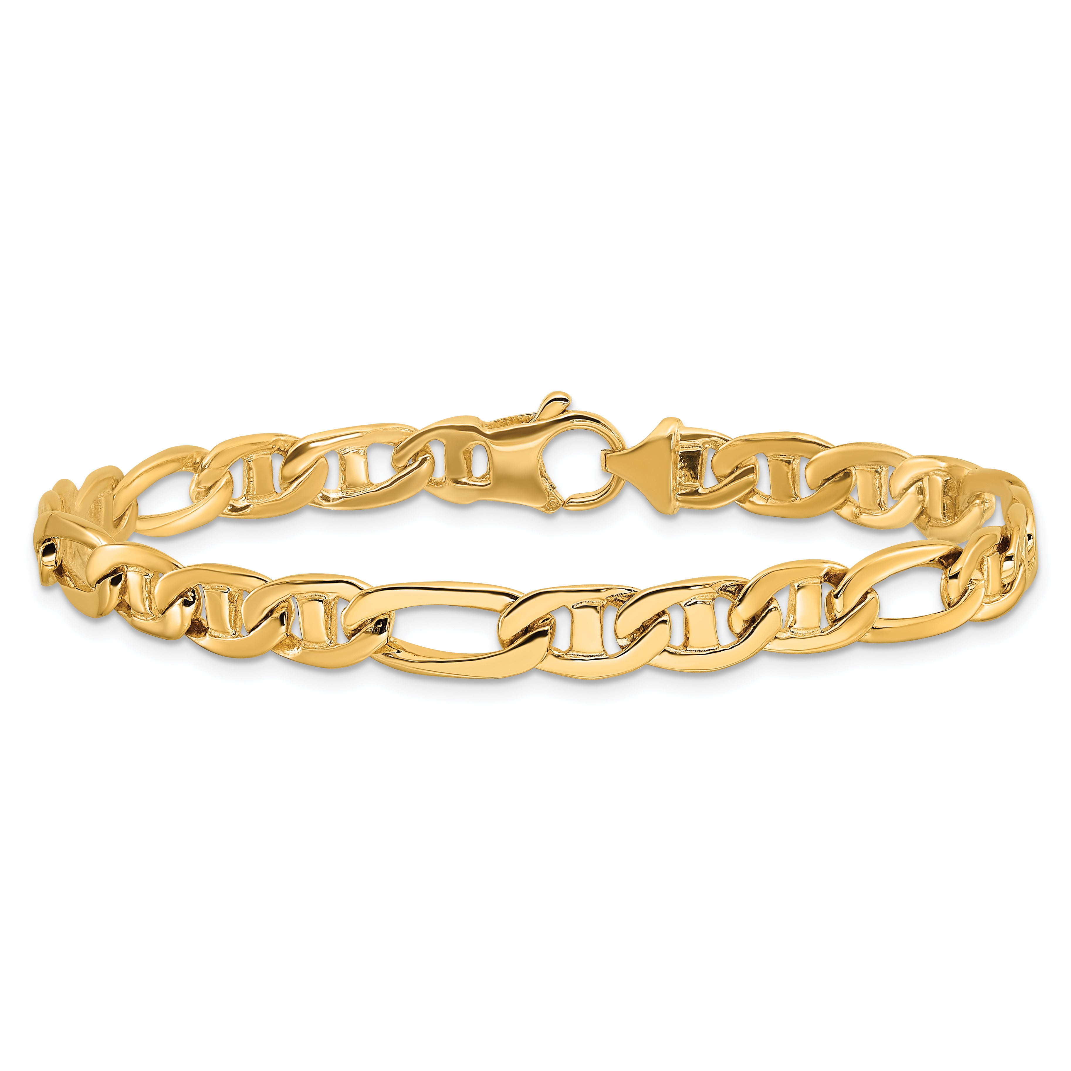 10k 6.5mm Solid Hand-polished 3 & 1 Flat Anchor Chain