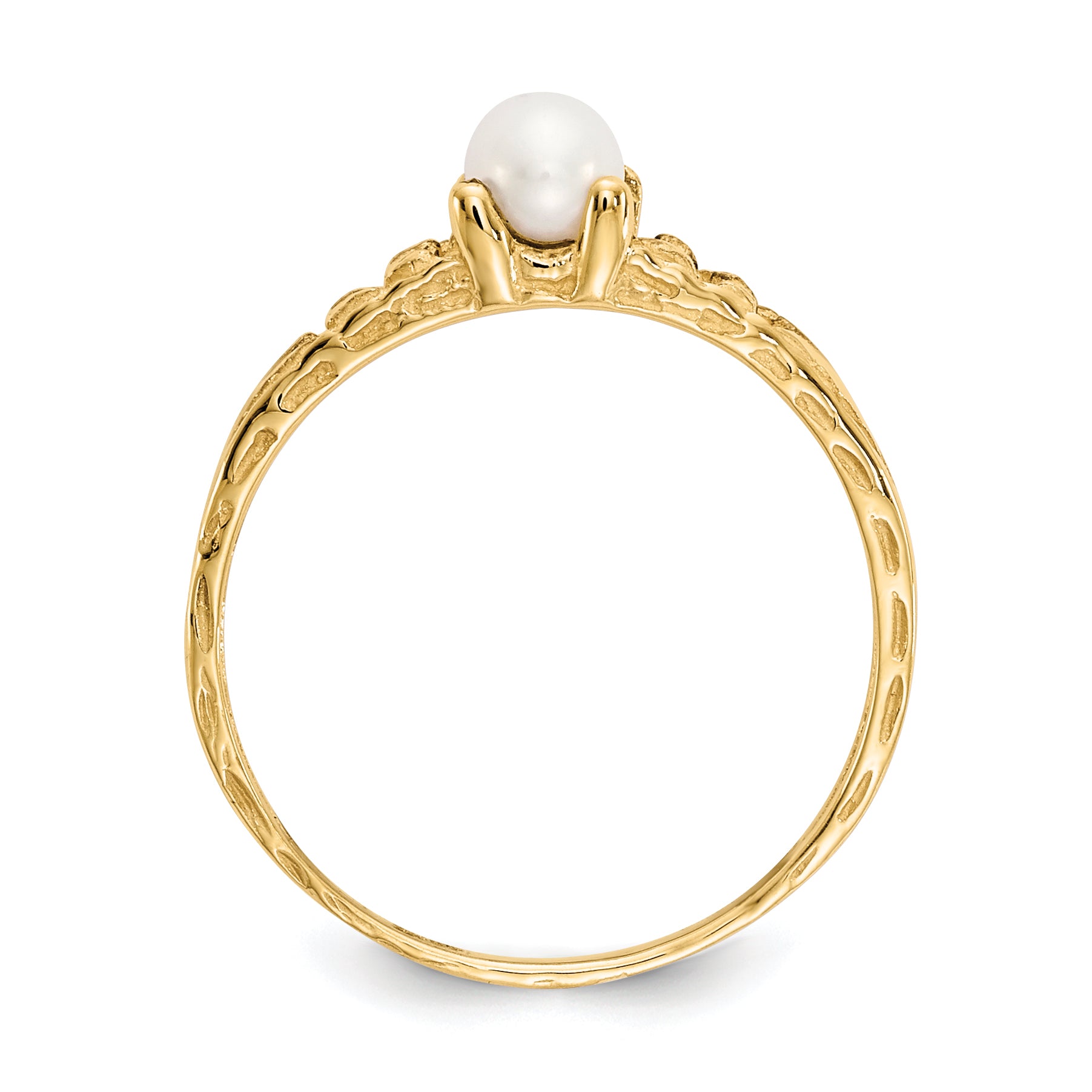 10k Madi K 3mm FW Cultured Pearl Birthstone Baby Ring