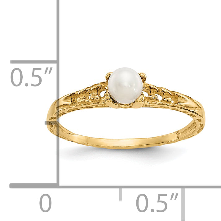 10k Madi K 3mm FW Cultured Pearl Birthstone Baby Ring