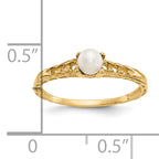 10k Madi K 3mm FW Cultured Pearl Birthstone Baby Ring
