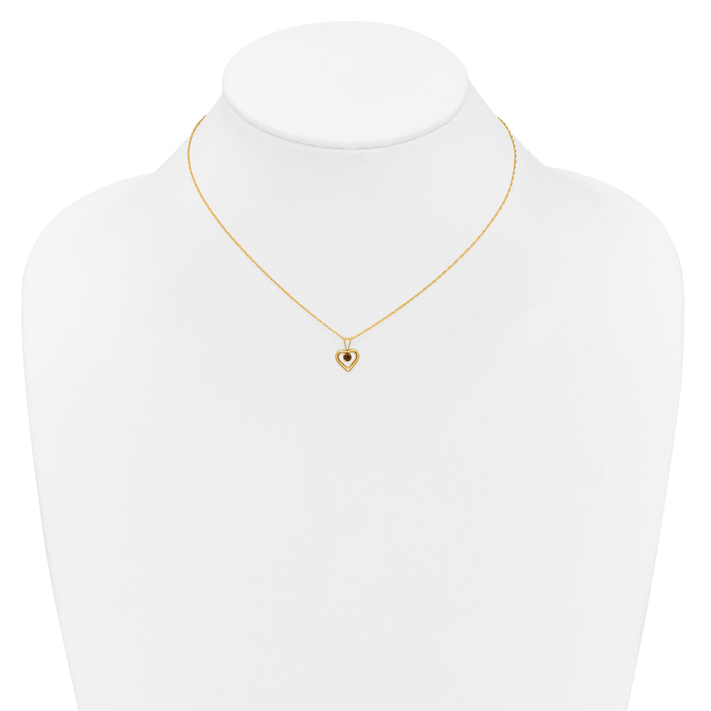 10k Madi K 3mm Garnet Heart Birthstone Necklace