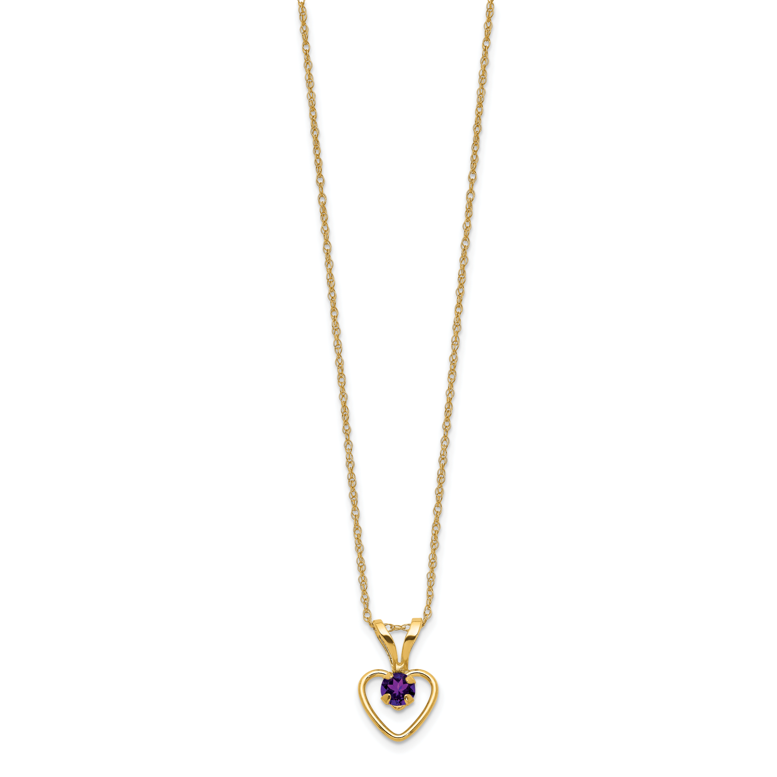 10k Madi K 3mm Amethyst Heart Birthstone Necklace Secondary image