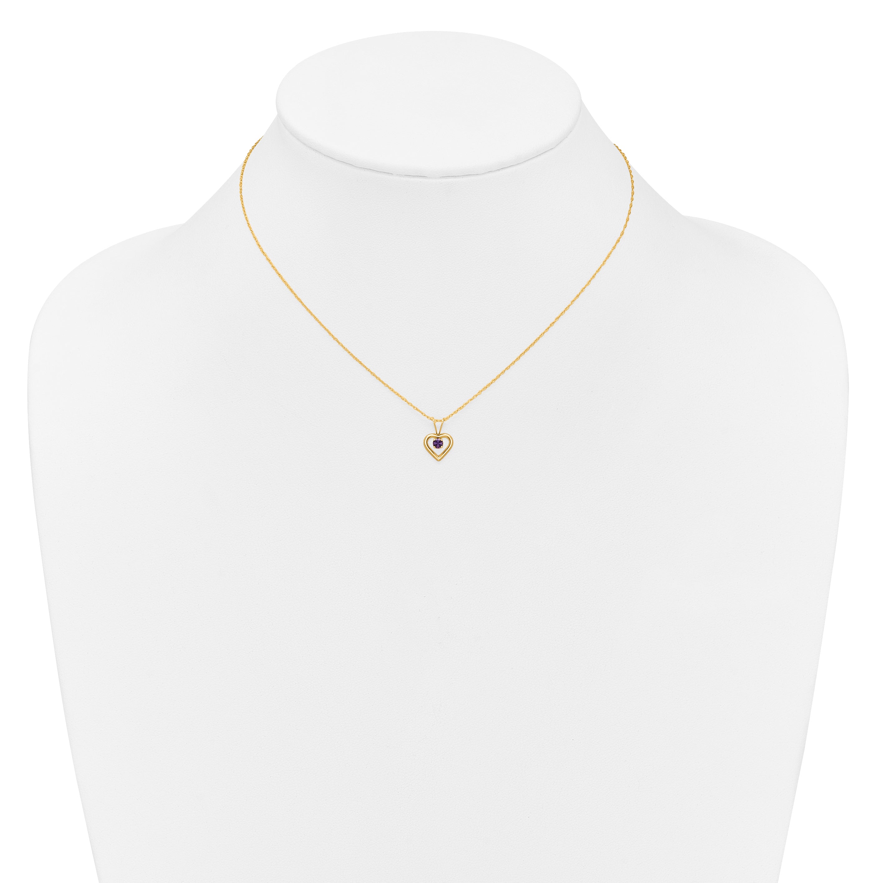 10k Madi K 3mm Amethyst Heart Birthstone Necklace