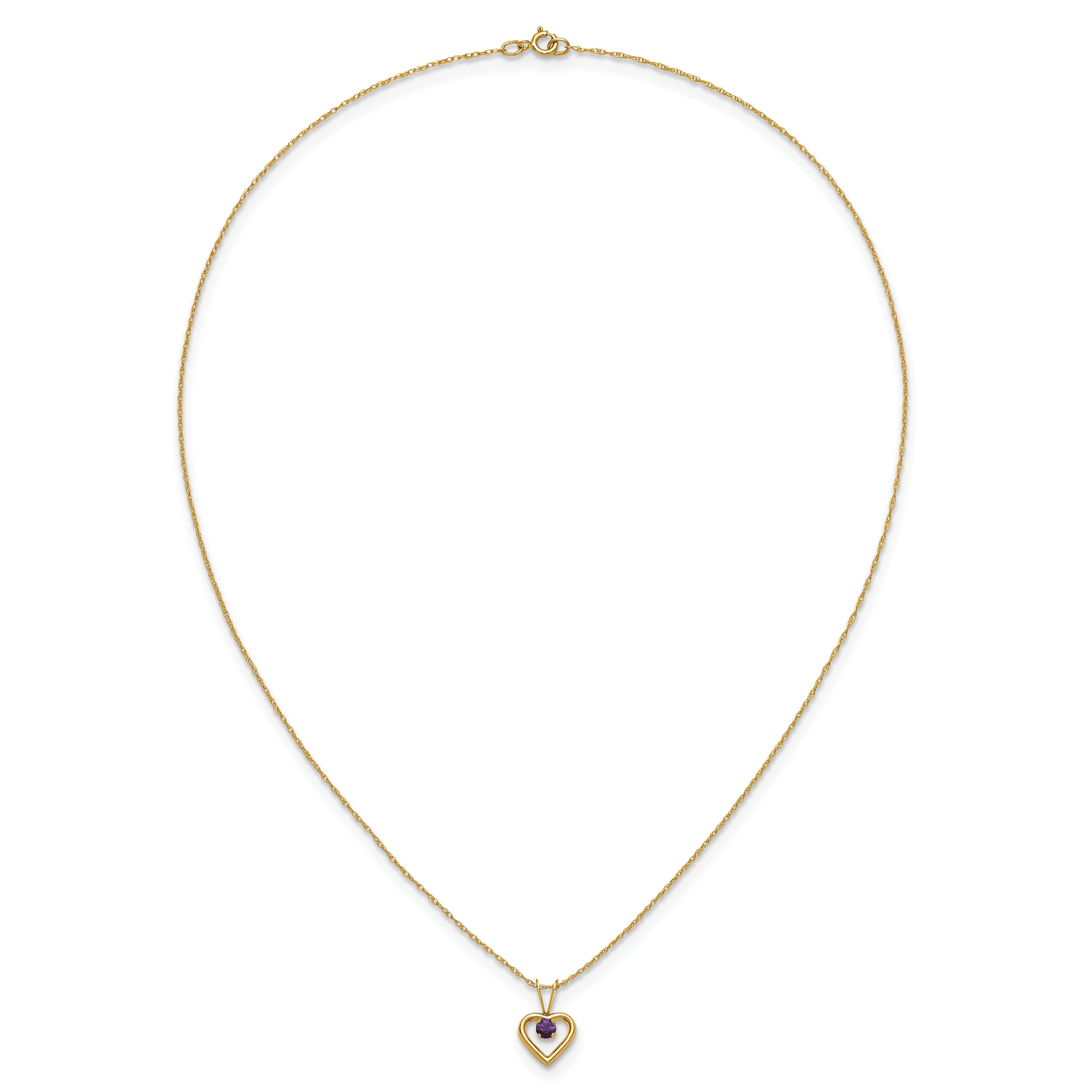10k Madi K 3mm Amethyst Heart Birthstone Necklace