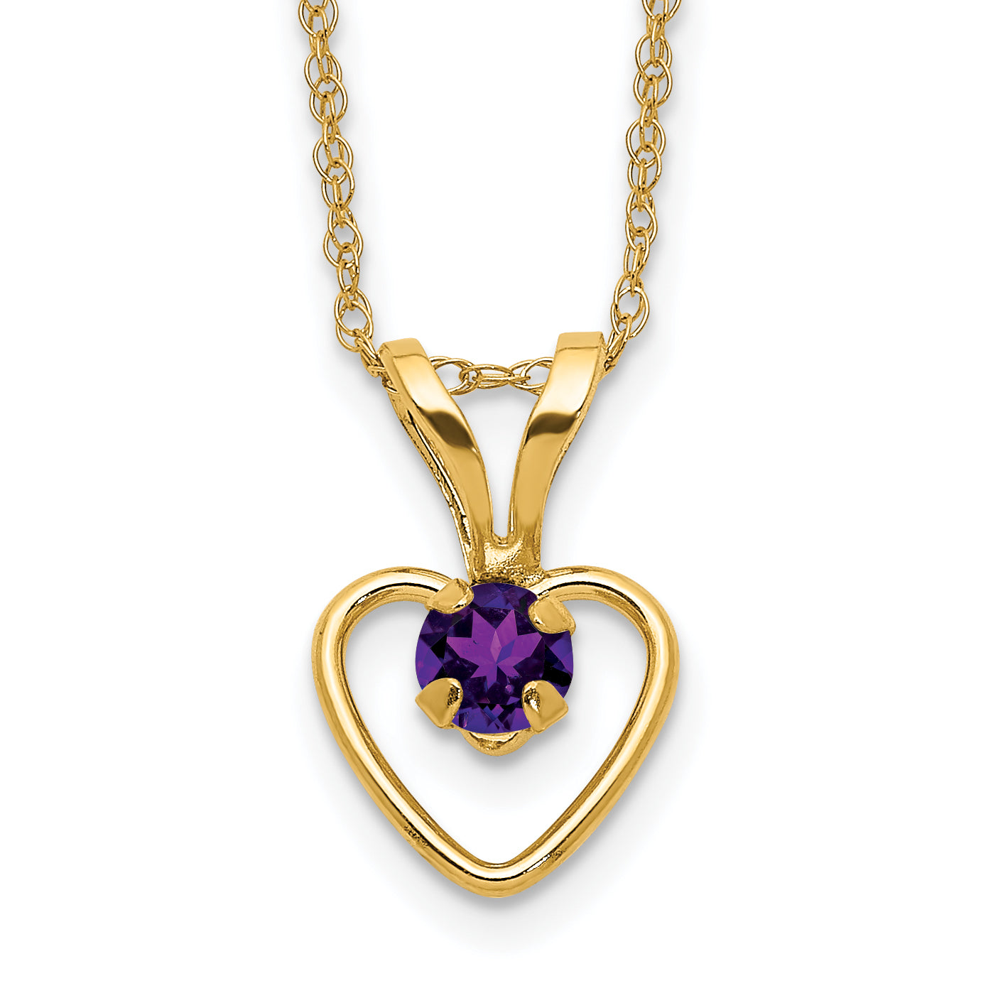 10k Madi K 3mm Amethyst Heart Birthstone Necklace Main image