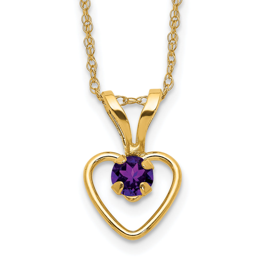 10k Madi K 3mm Amethyst Heart Birthstone Necklace