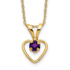 10k Madi K 3mm Amethyst Heart Birthstone Necklace