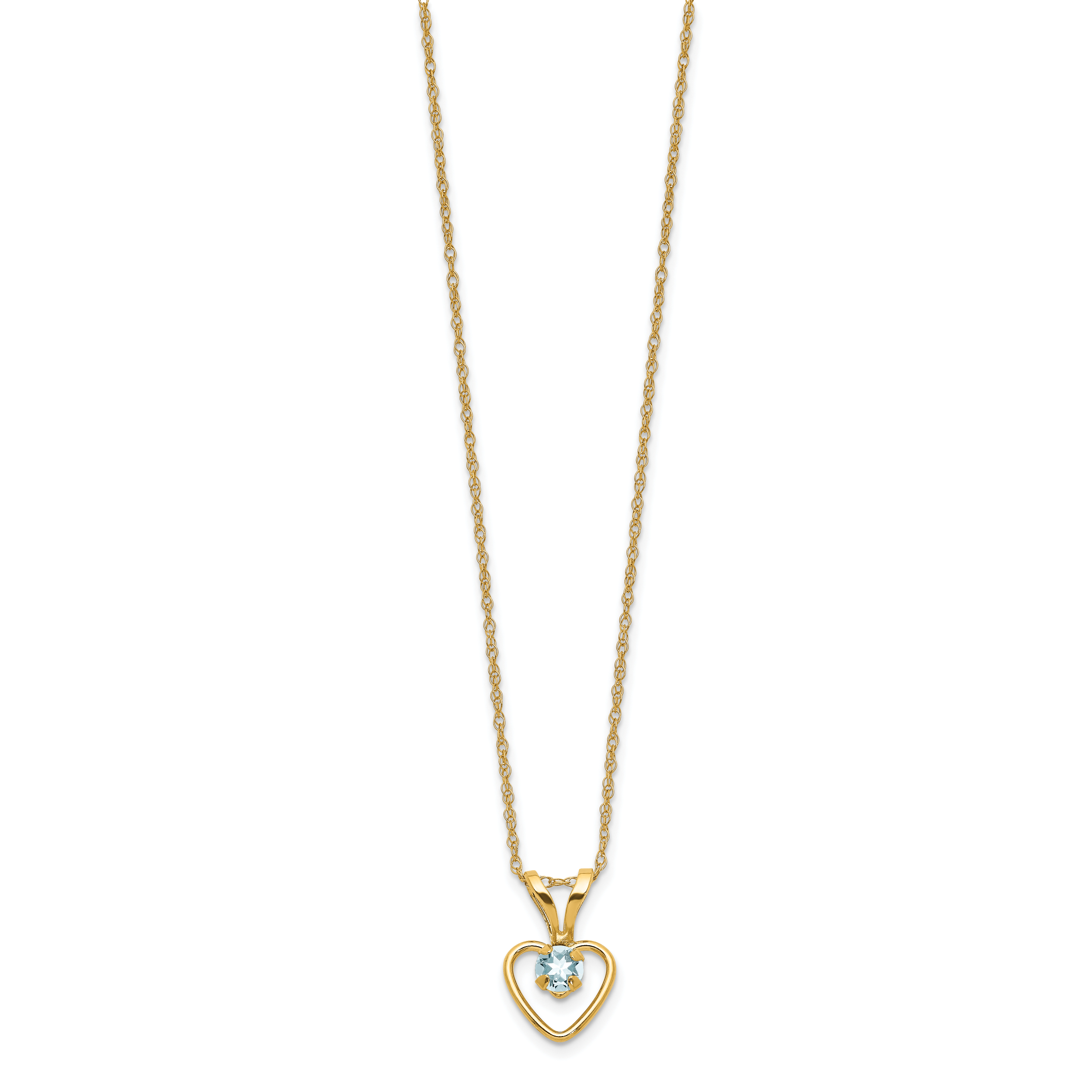 10k Madi K 3mm Aquamarine Heart Birthstone Necklace Secondary image
