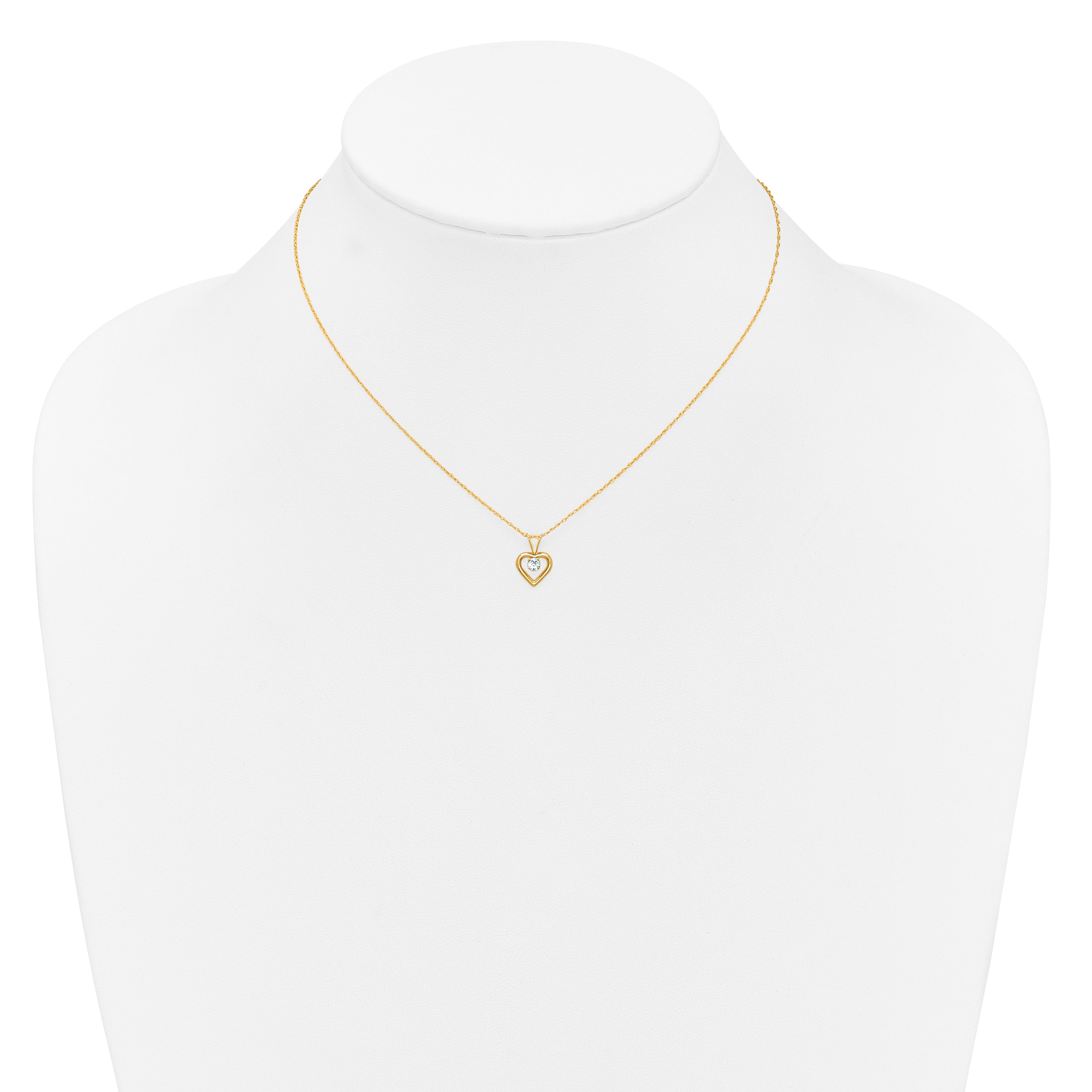 10k Madi K 3mm Aquamarine Heart Birthstone Necklace