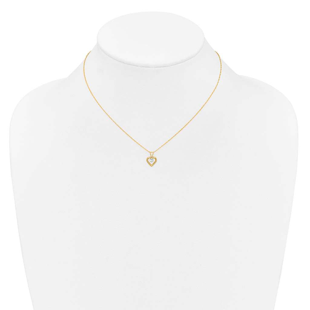 10k Madi K 3mm Aquamarine Heart Birthstone Necklace