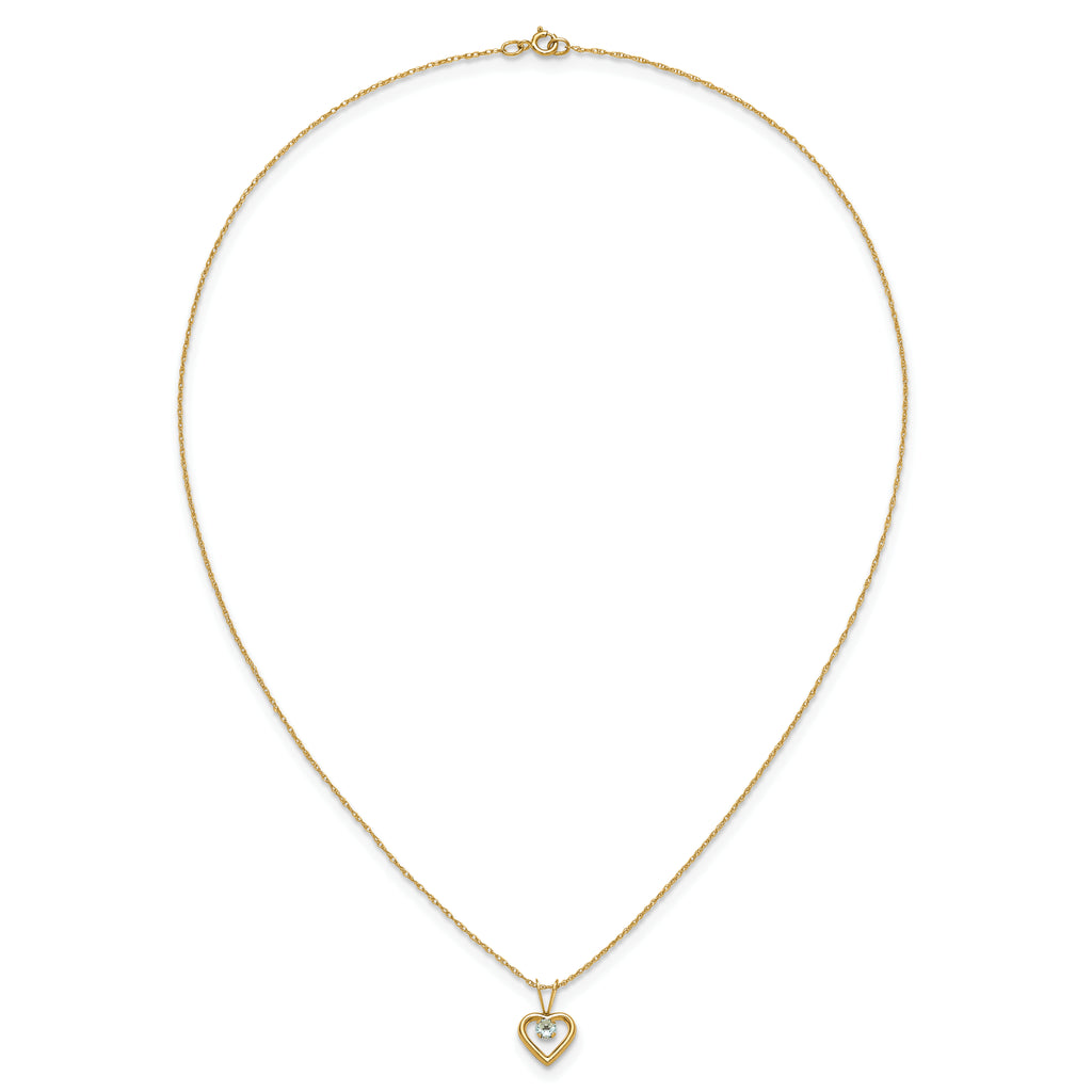 10k Madi K 3mm Aquamarine Heart Birthstone Necklace