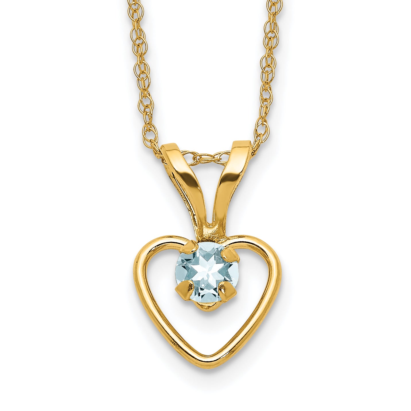 10k Madi K 3mm Aquamarine Heart Birthstone Necklace Main image