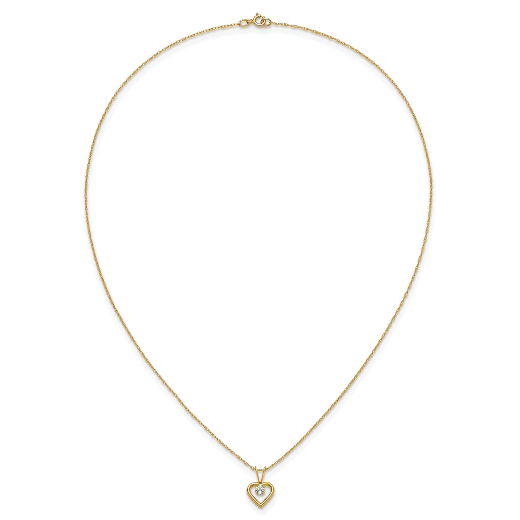 10k Madi K 3mm White Zircon Heart Birthstone Necklace