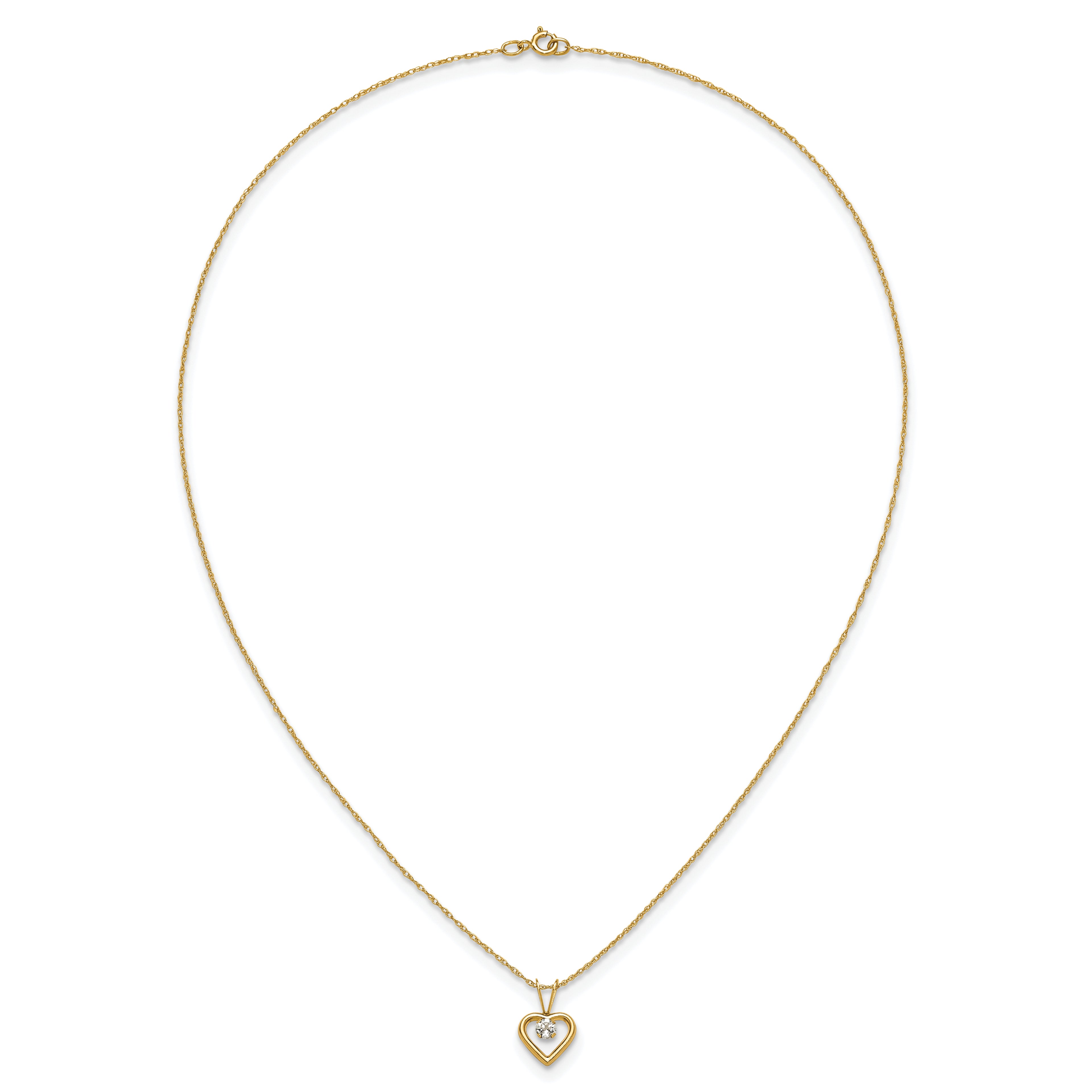 10k Madi K 3mm White Zircon Heart Birthstone Necklace