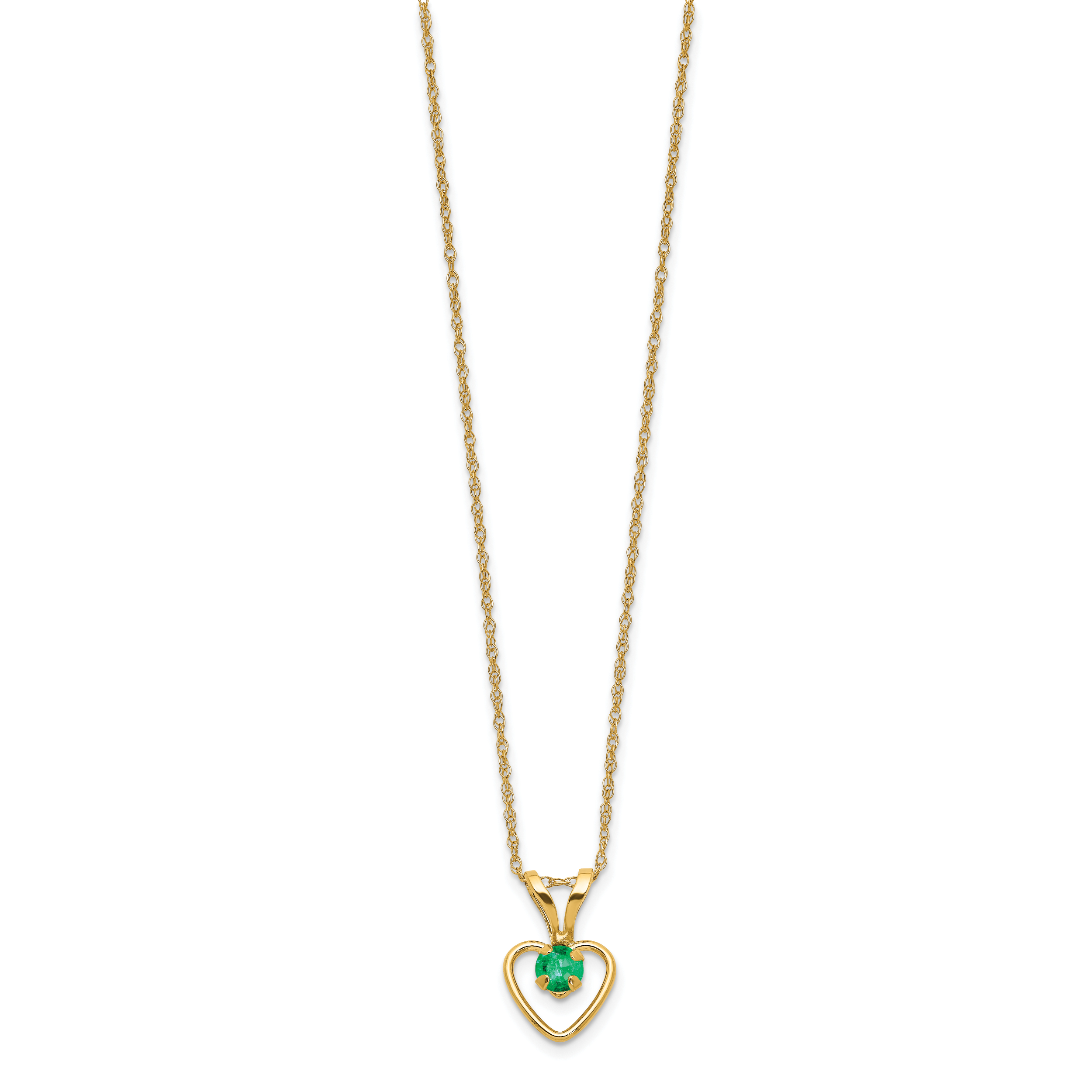 10k Madi K 3mm Emerald Heart Birthstone Necklace