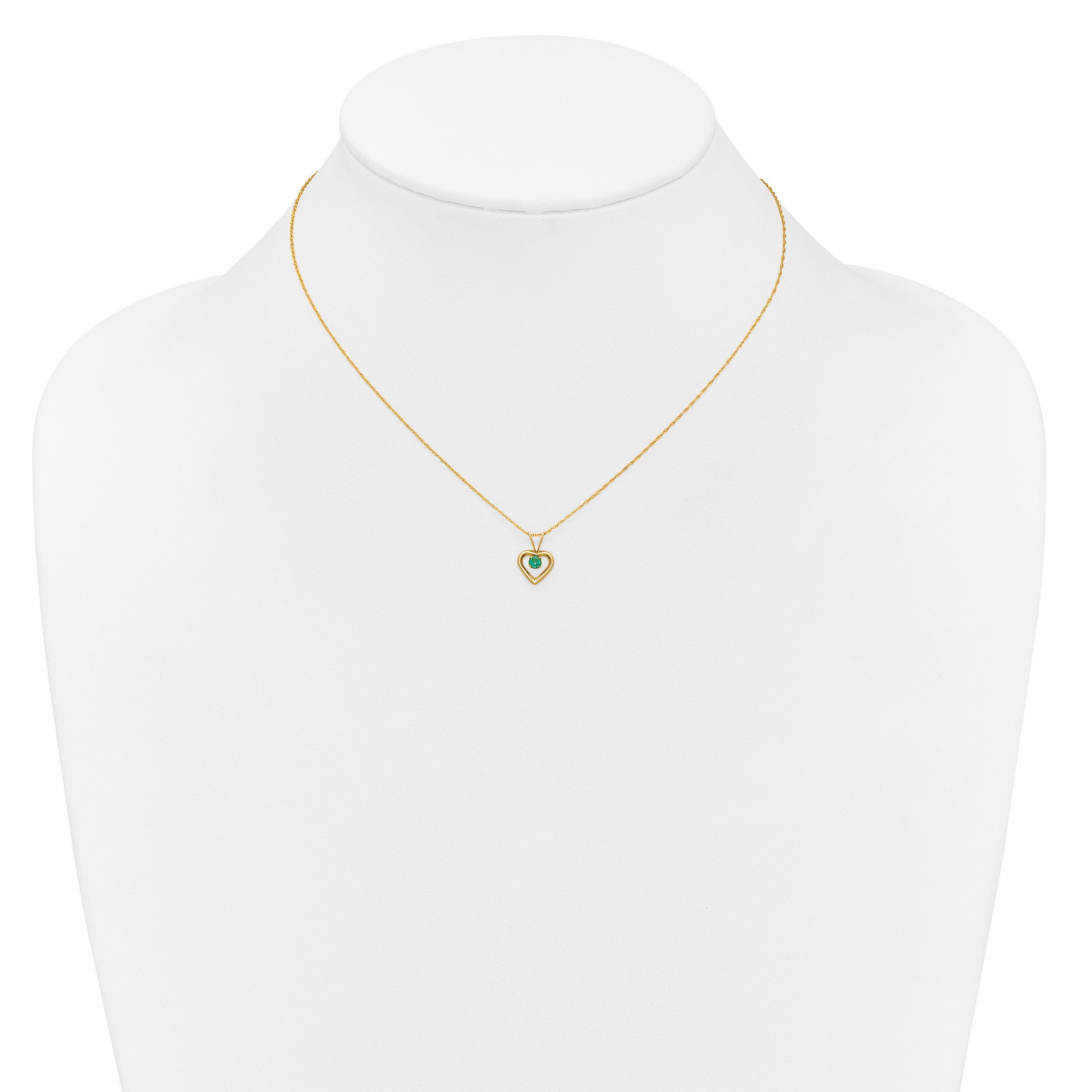 10k Madi K 3mm Emerald Heart Birthstone Necklace