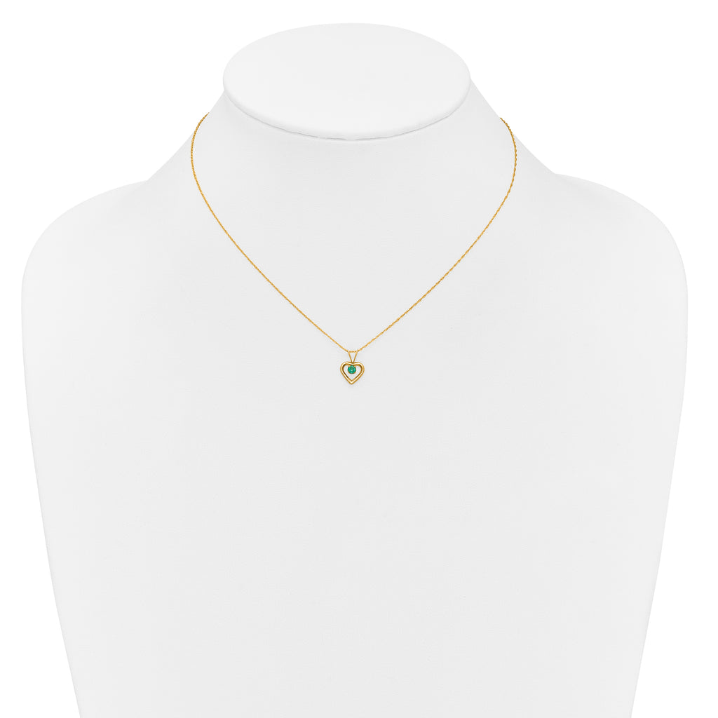 10k Madi K 3mm Emerald Heart Birthstone Necklace