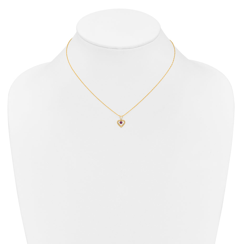 10k Madi K 3mm Rhodolite Garnet Heart Birthstone Necklace
