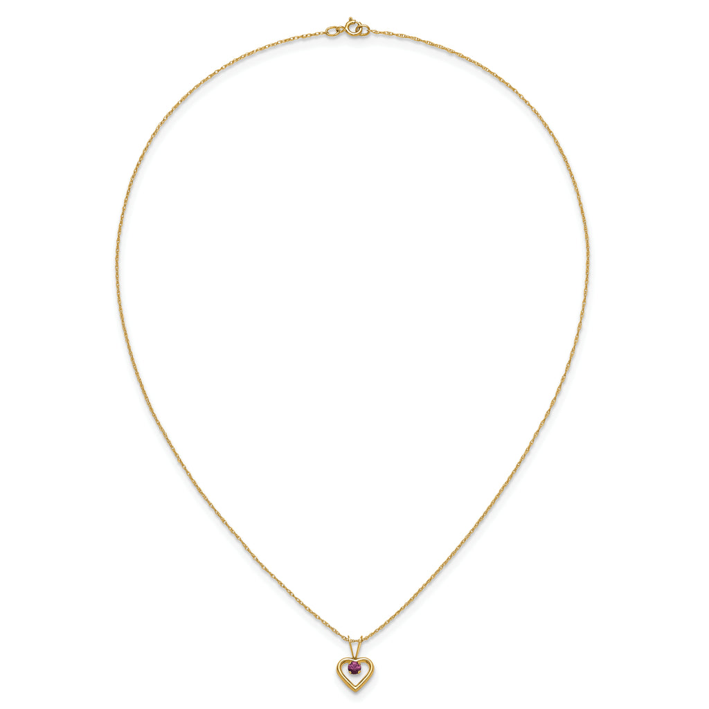 10k Madi K 3mm Rhodolite Garnet Heart Birthstone Necklace