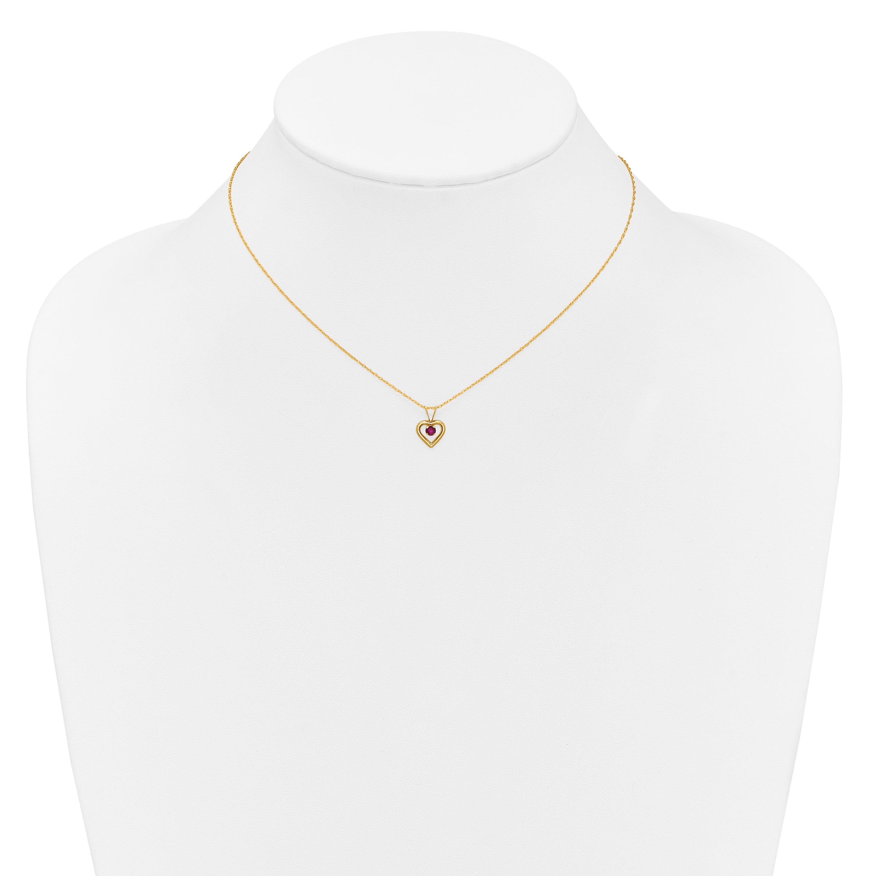 10k Madi K 3mm Ruby Heart Birthstone Necklace