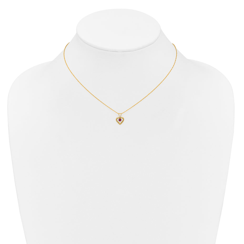 10k Madi K 3mm Ruby Heart Birthstone Necklace