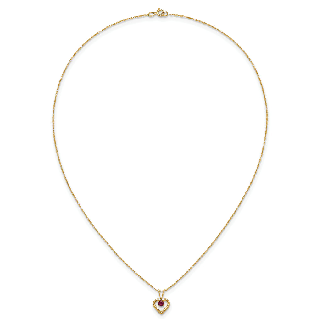 10k Madi K 3mm Ruby Heart Birthstone Necklace