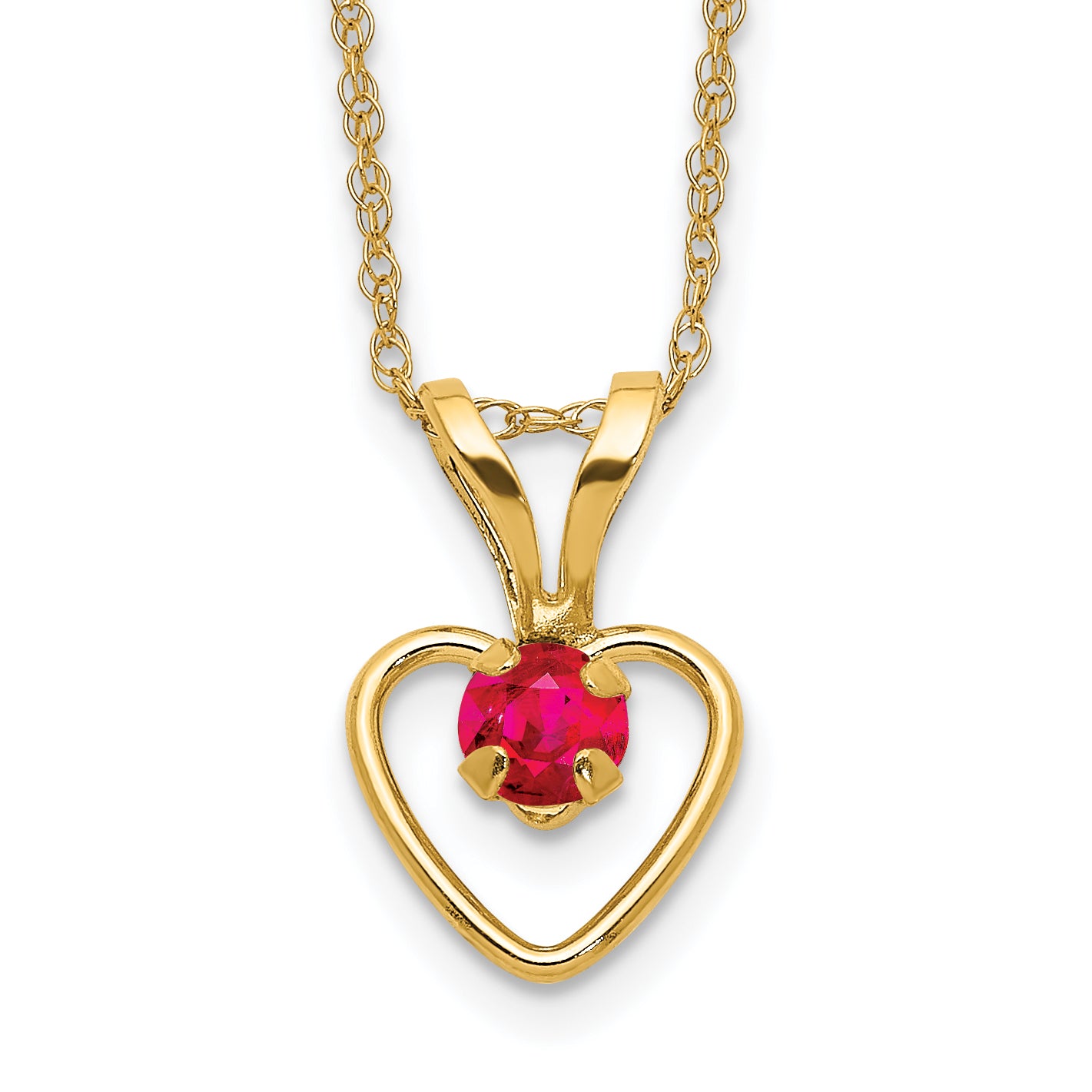 10k Madi K 3mm Ruby Heart Birthstone Necklace Main image