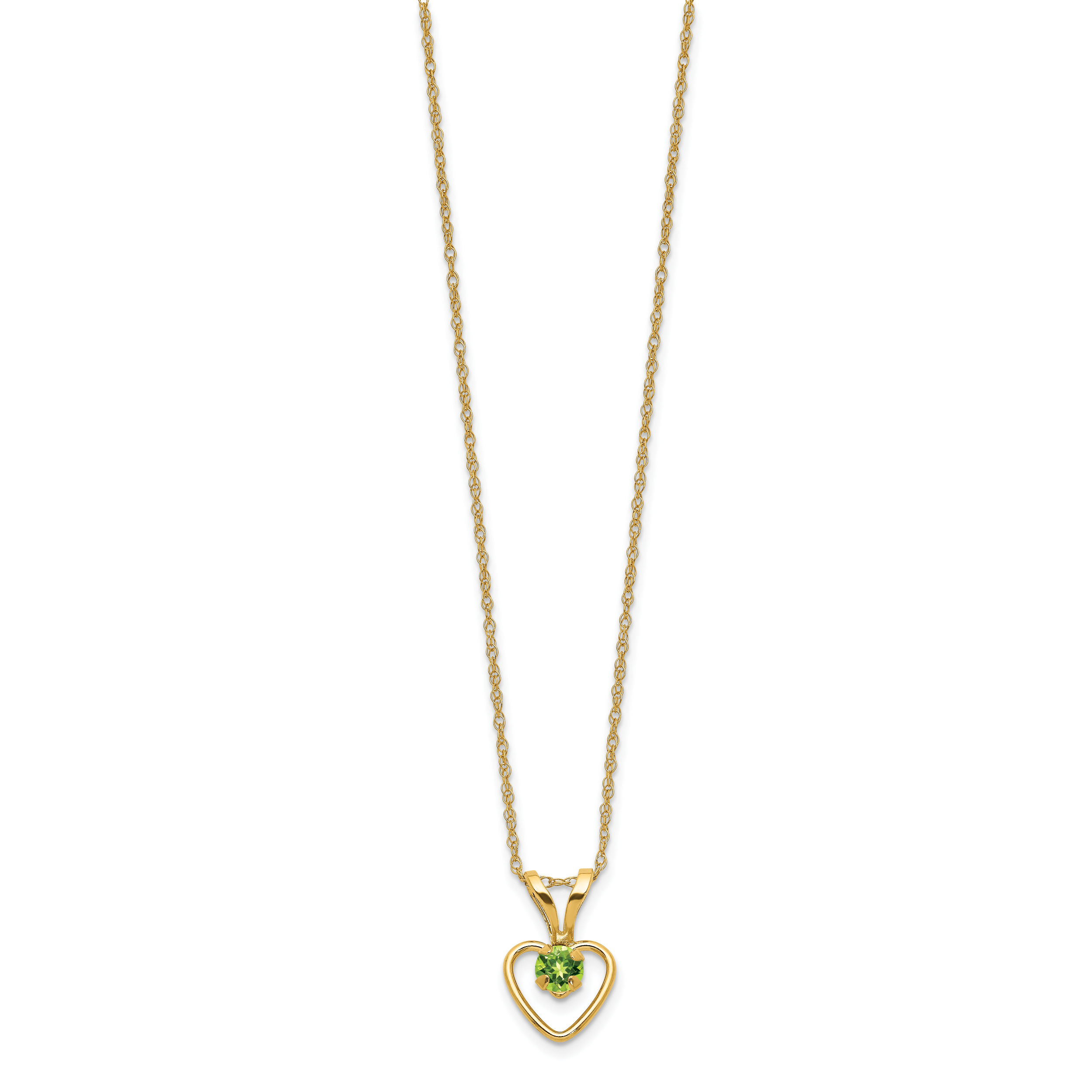 10k Madi K 3mm Peridot Heart Birthstone Necklace Secondary image