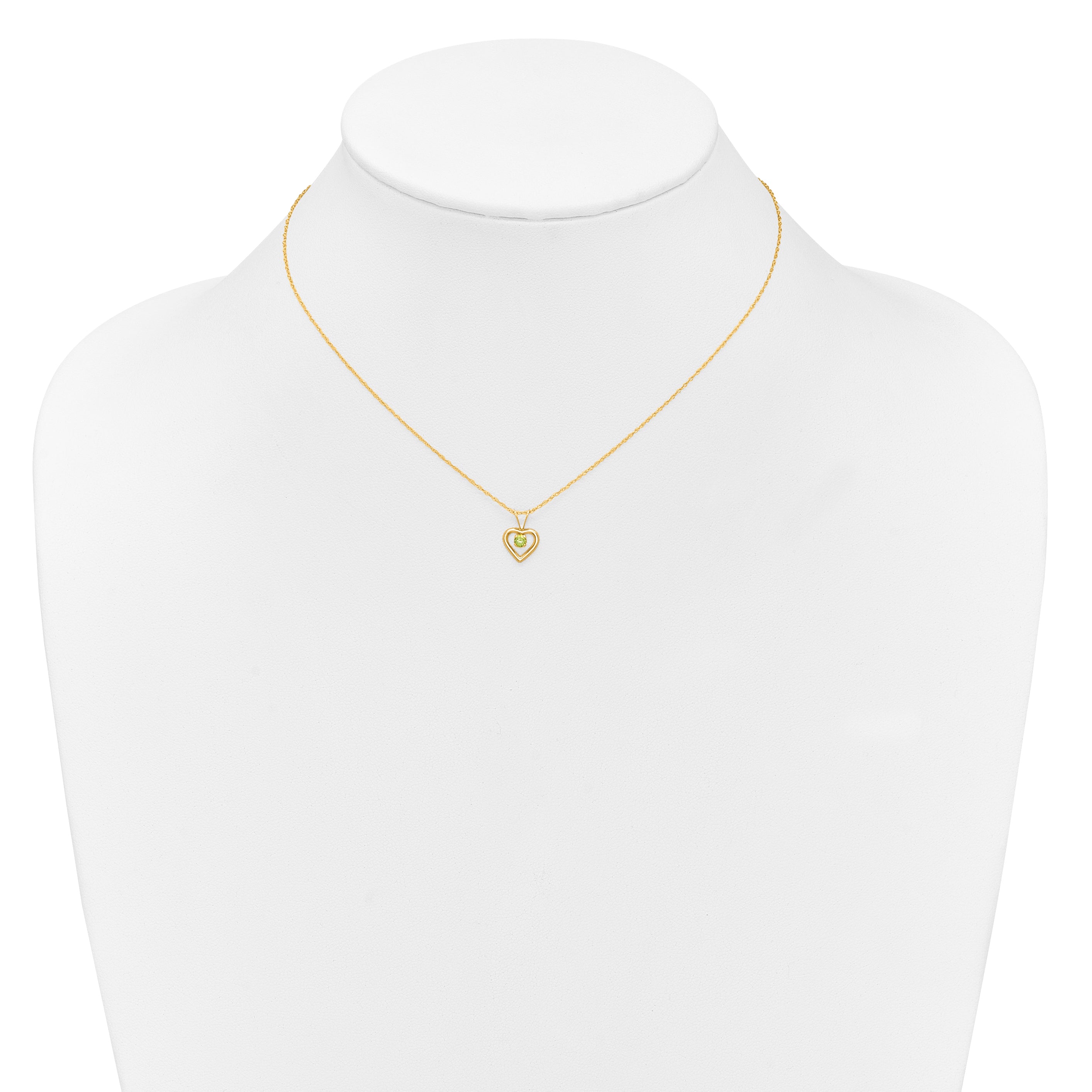 10k Madi K 3mm Peridot Heart Birthstone Necklace